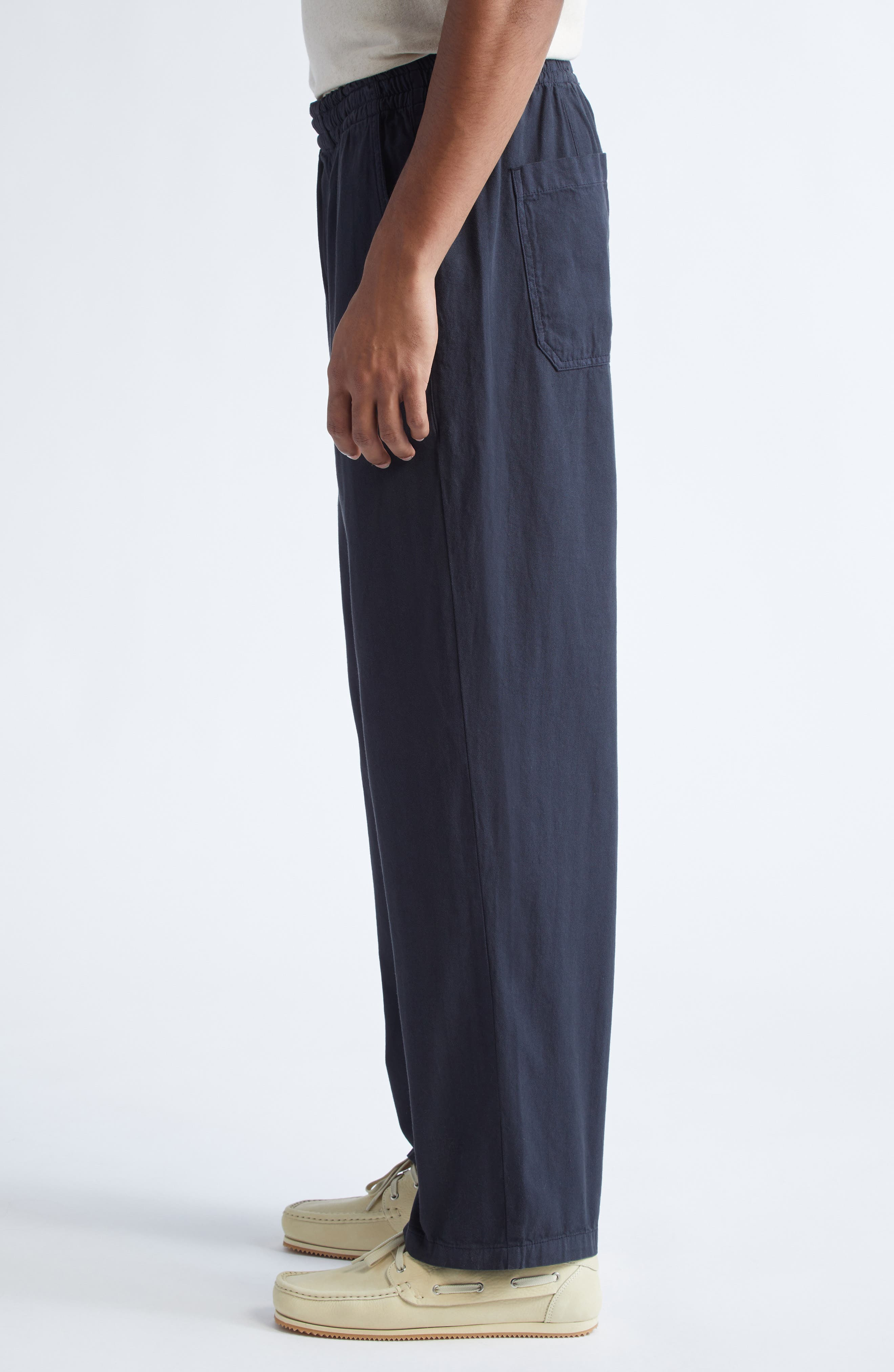 PALMES Lucien Cotton Herringbone Trousers in Black at Nordstrom - 4