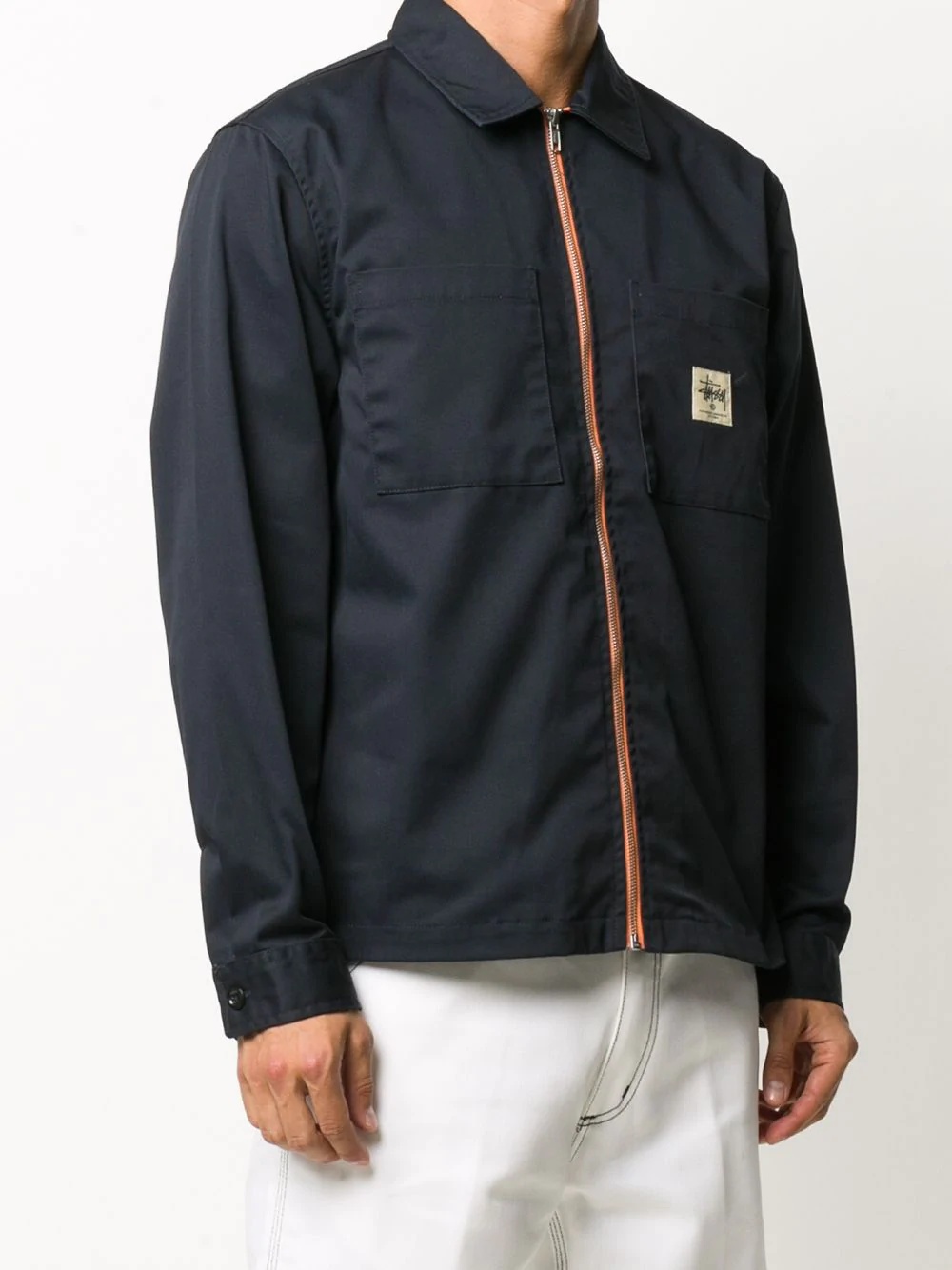 logo-patch zip-up jacket - 3