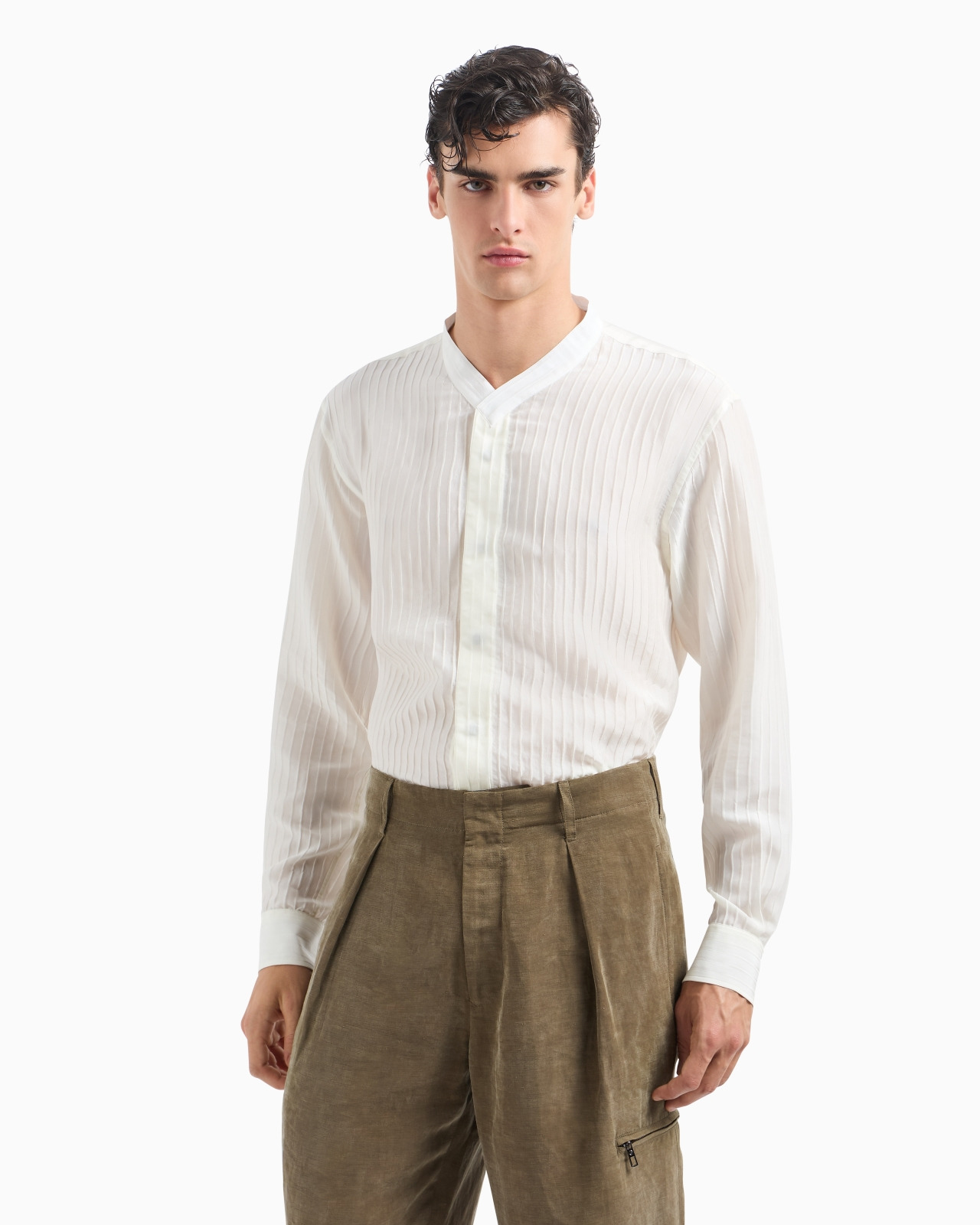 VISCOSE AND SILK JACQUARD SHIRT - 4