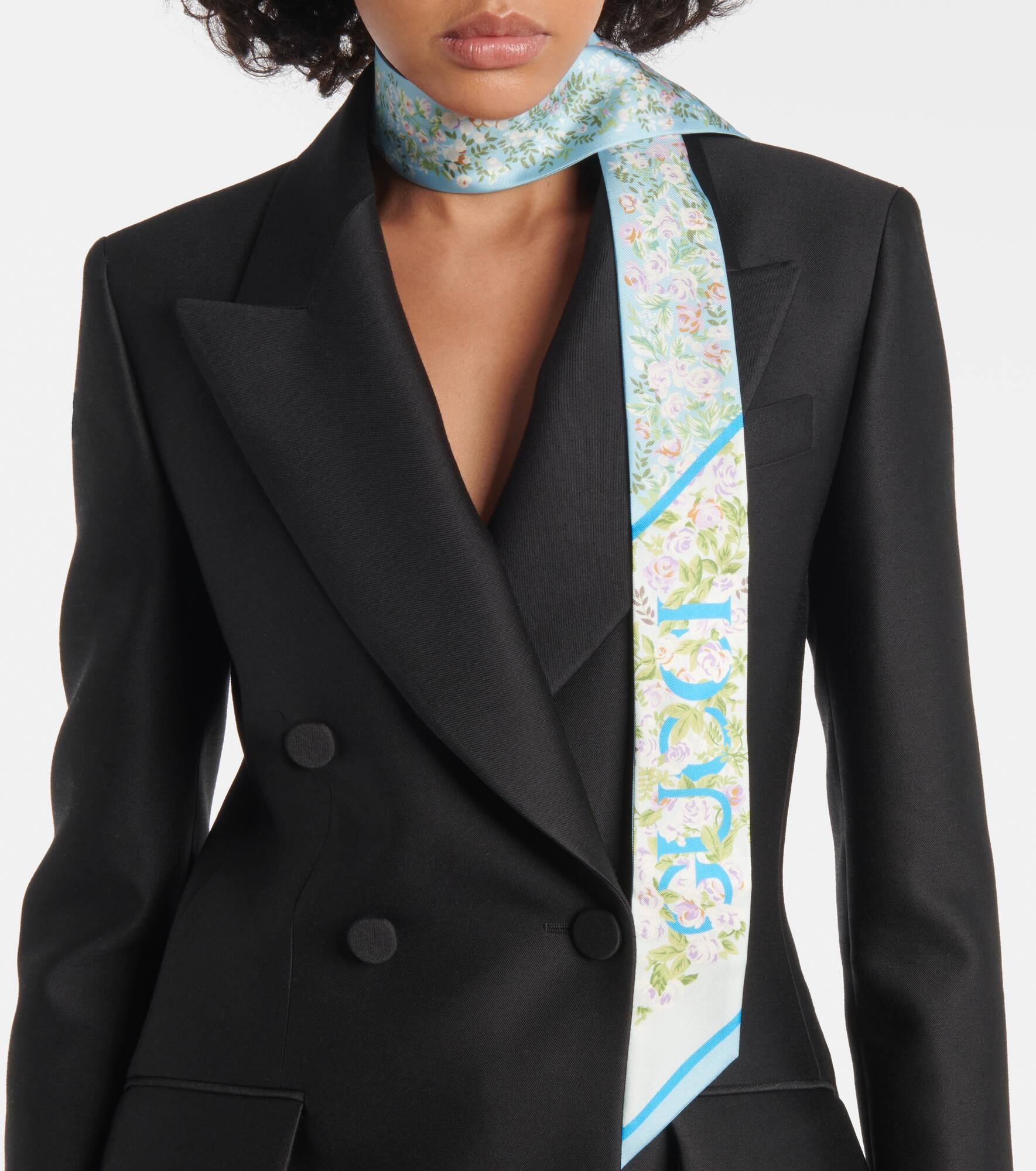 Floral silk twill scarf - 3