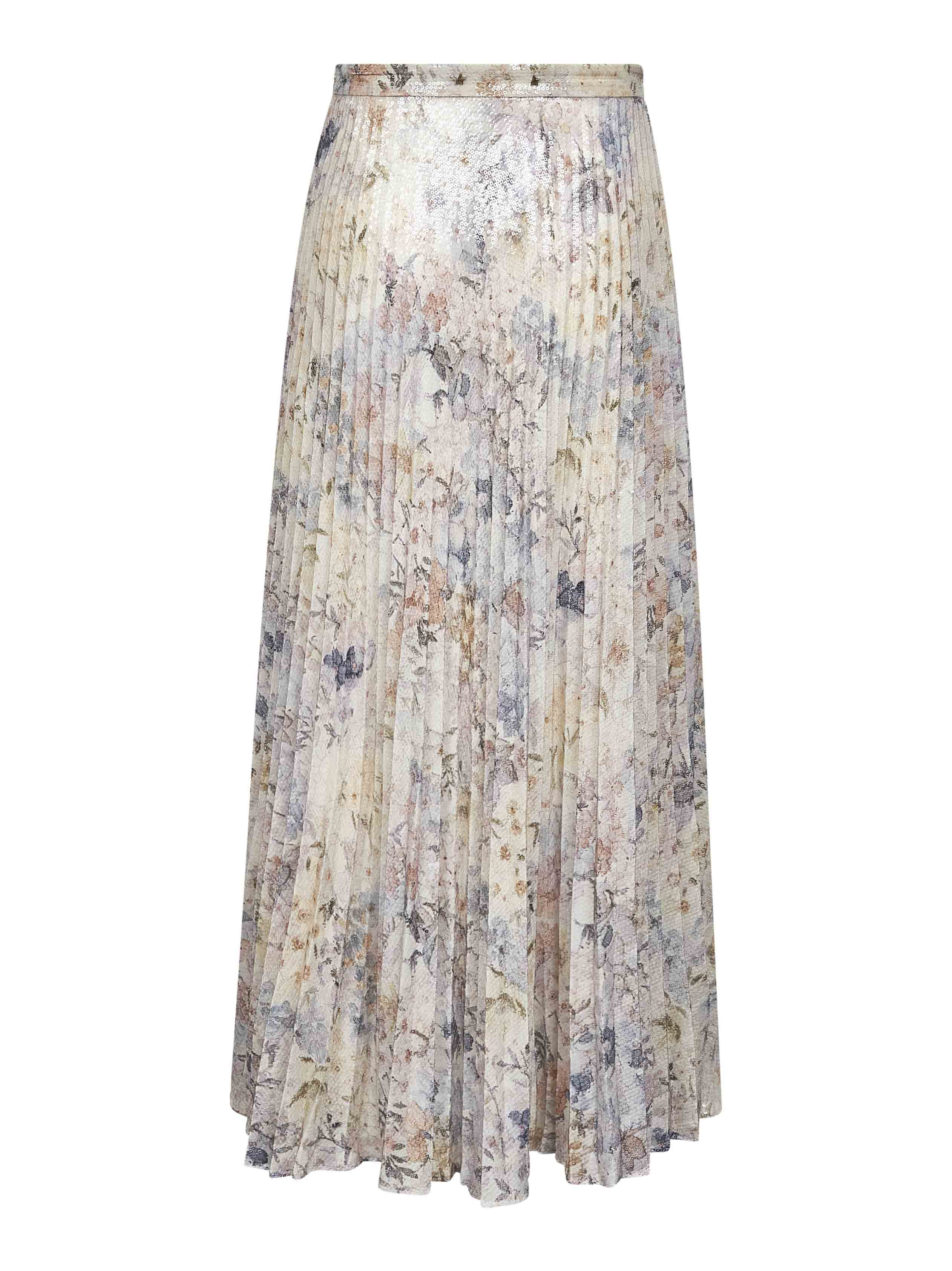 Golden Goose Women Sequin-Embroiderd Floral Print Fabric Journey Long Pleated Skirt - 2