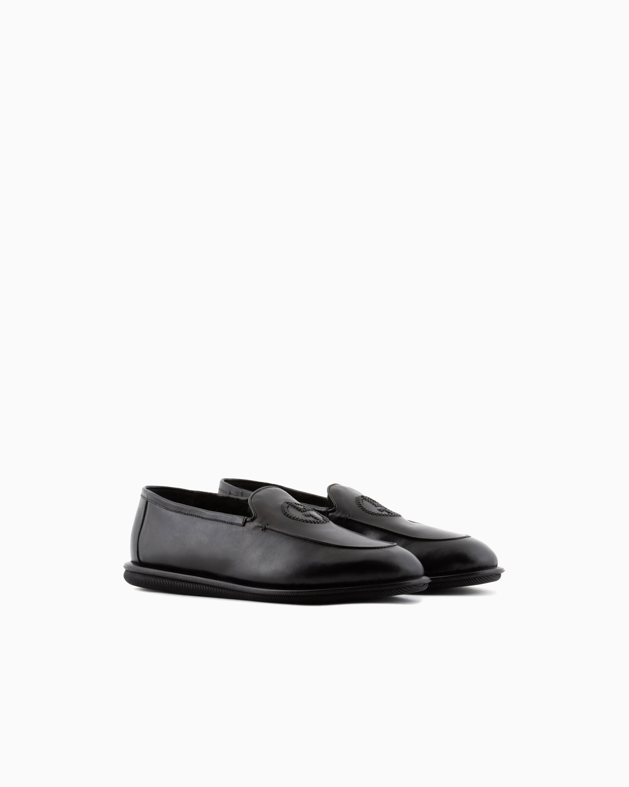Nappa leather loafers with embroidered logo - 2