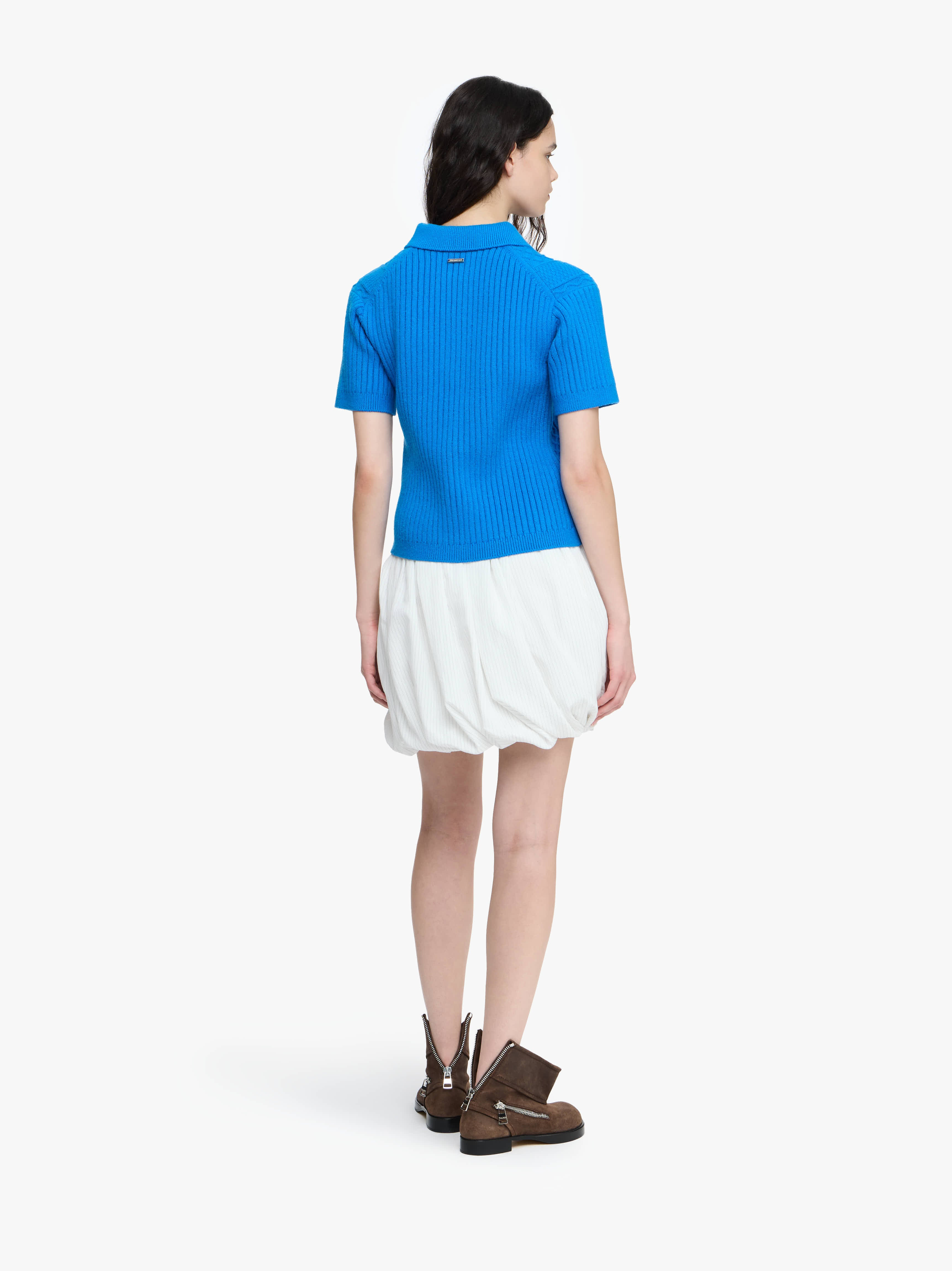 CROPPED CABLE KNIT POLO - 3
