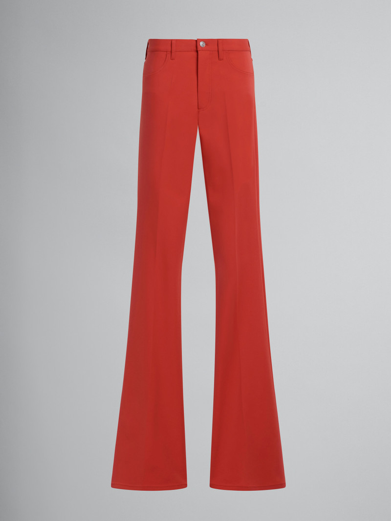 RED FLARED TROUSERS IN STRETCH JERSEY 1