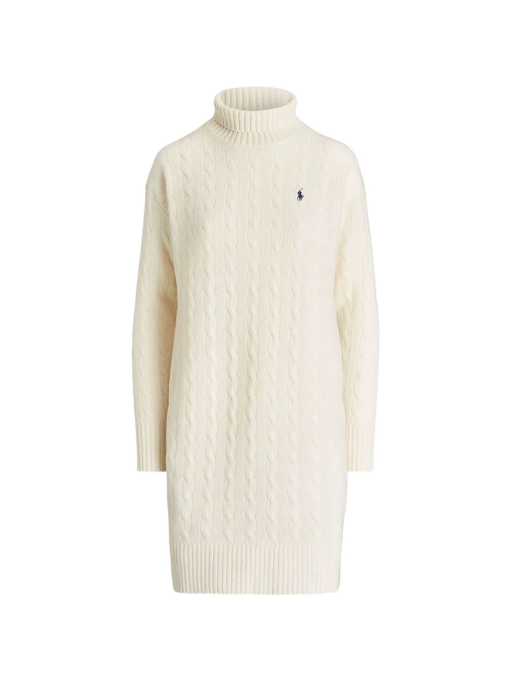 cable-knit roll-neck mini dress - 1