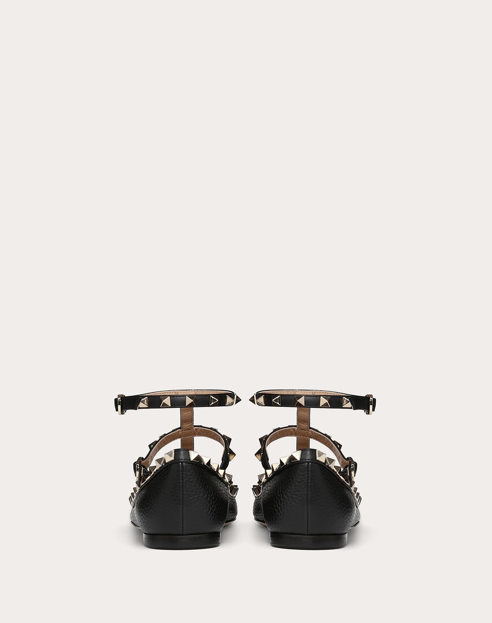 Rockstud Grainy Calfskin Ankle Strap Ballet Flat - 3