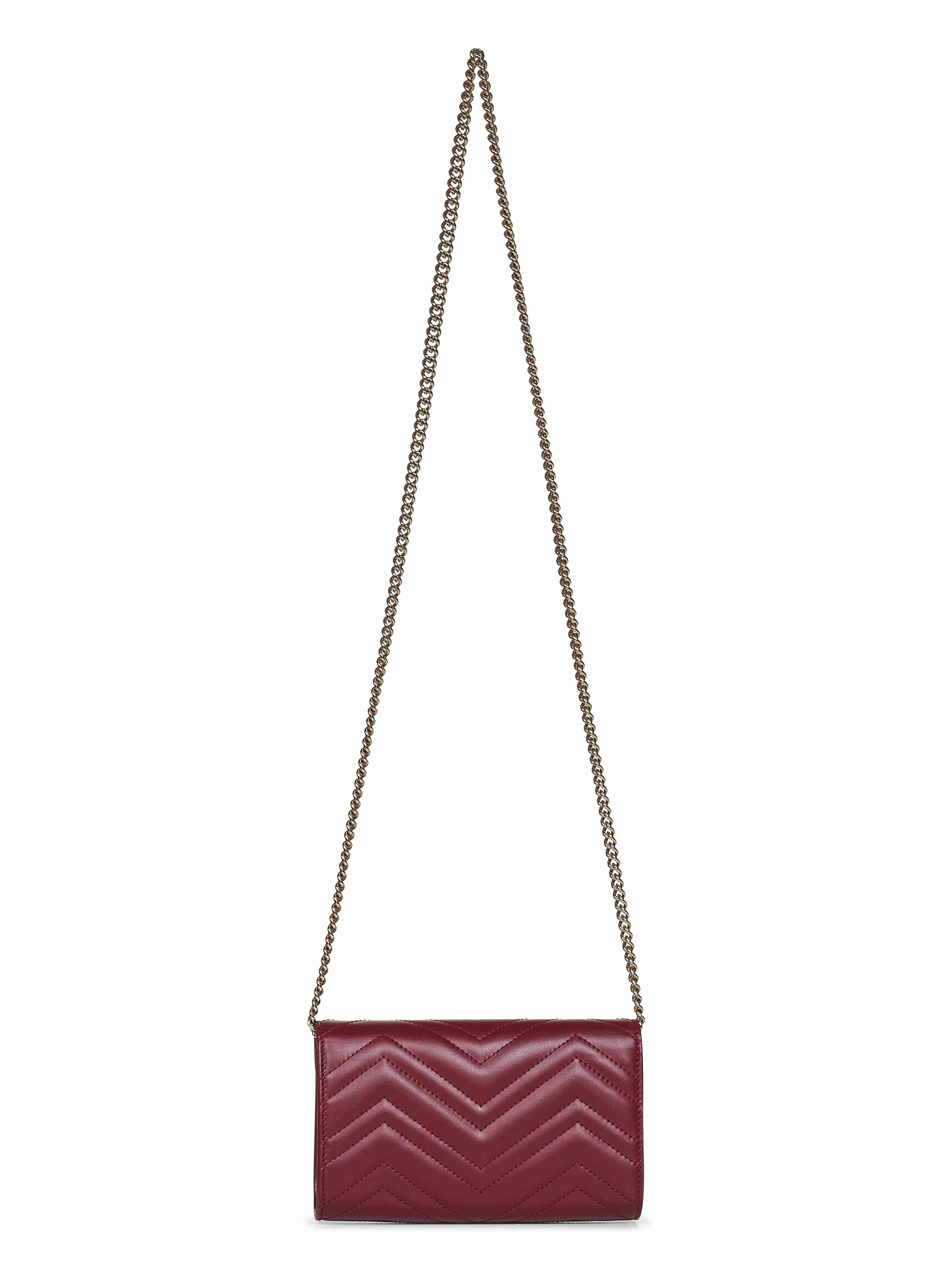 Gucci Women Burgundy Gg Marmont Wallet On Chain - 3
