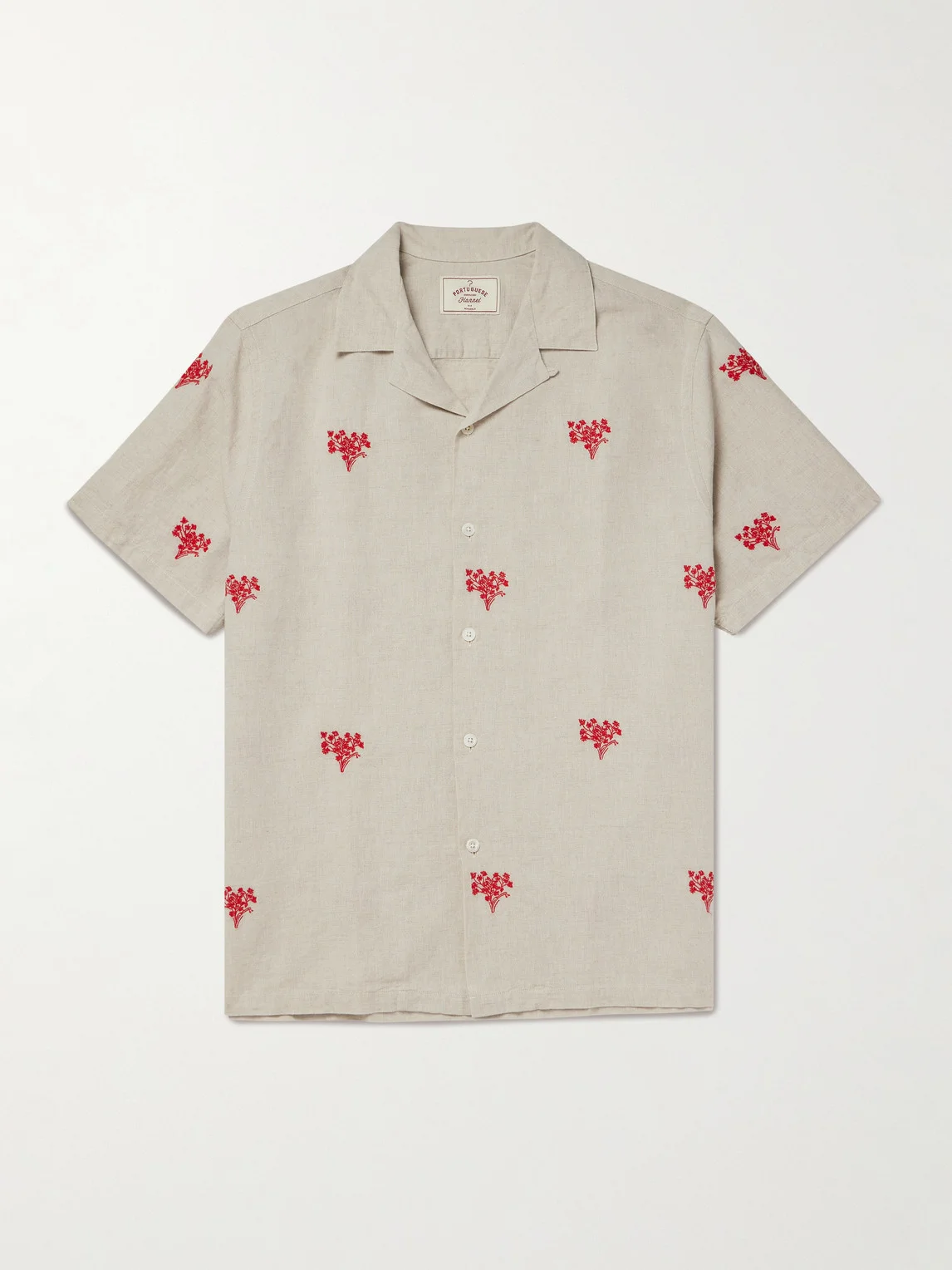 Convertible-Collar Embroidered Linen and Cotton-Blend Shirt - 1