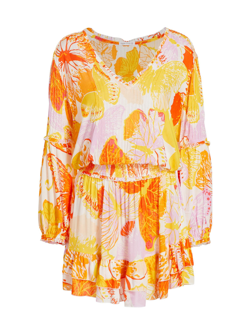 Women's Ilona Floral Long-Sleeve Minidress - Yellow Macro Wings 1