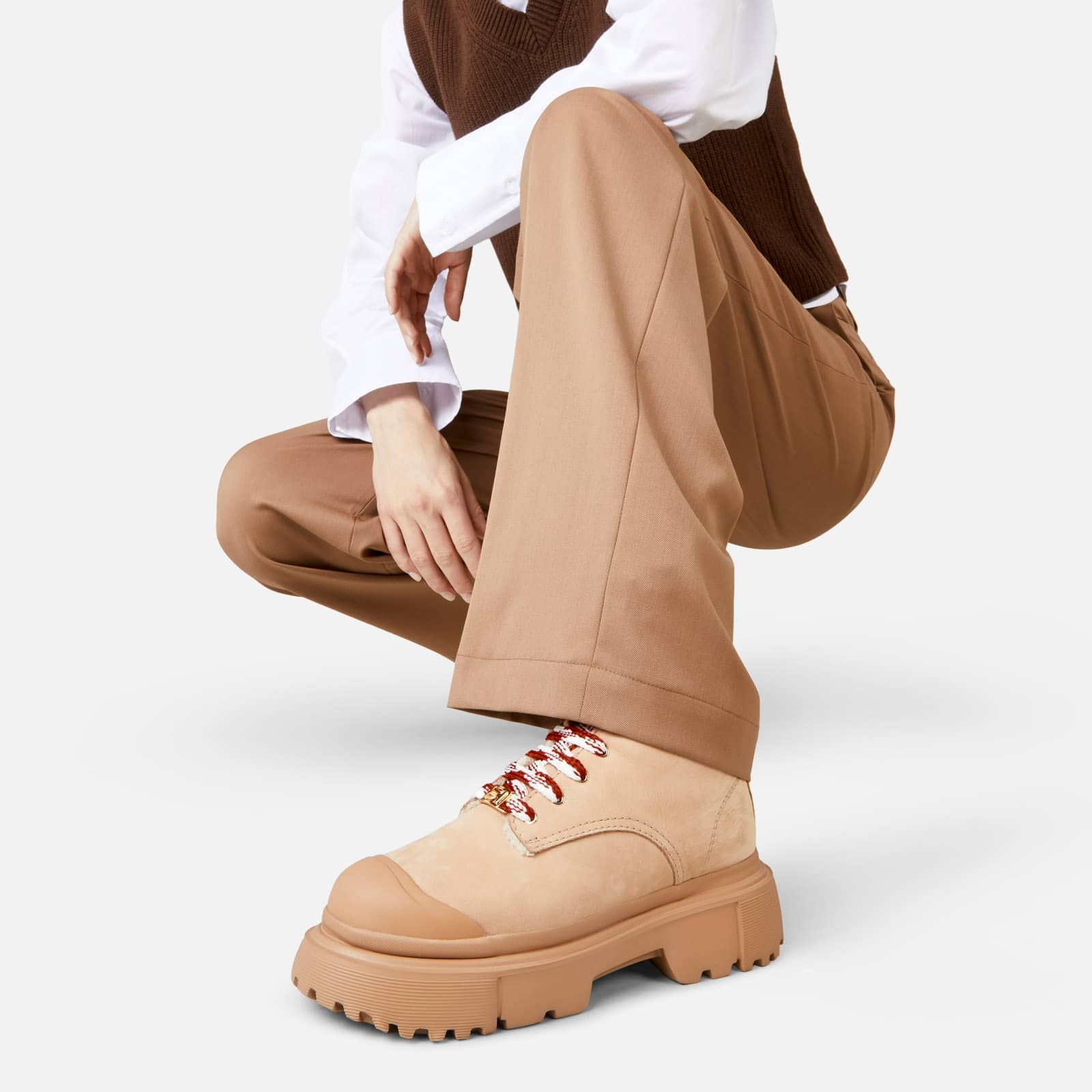Combat Boots Hogan H619 Beige - 6