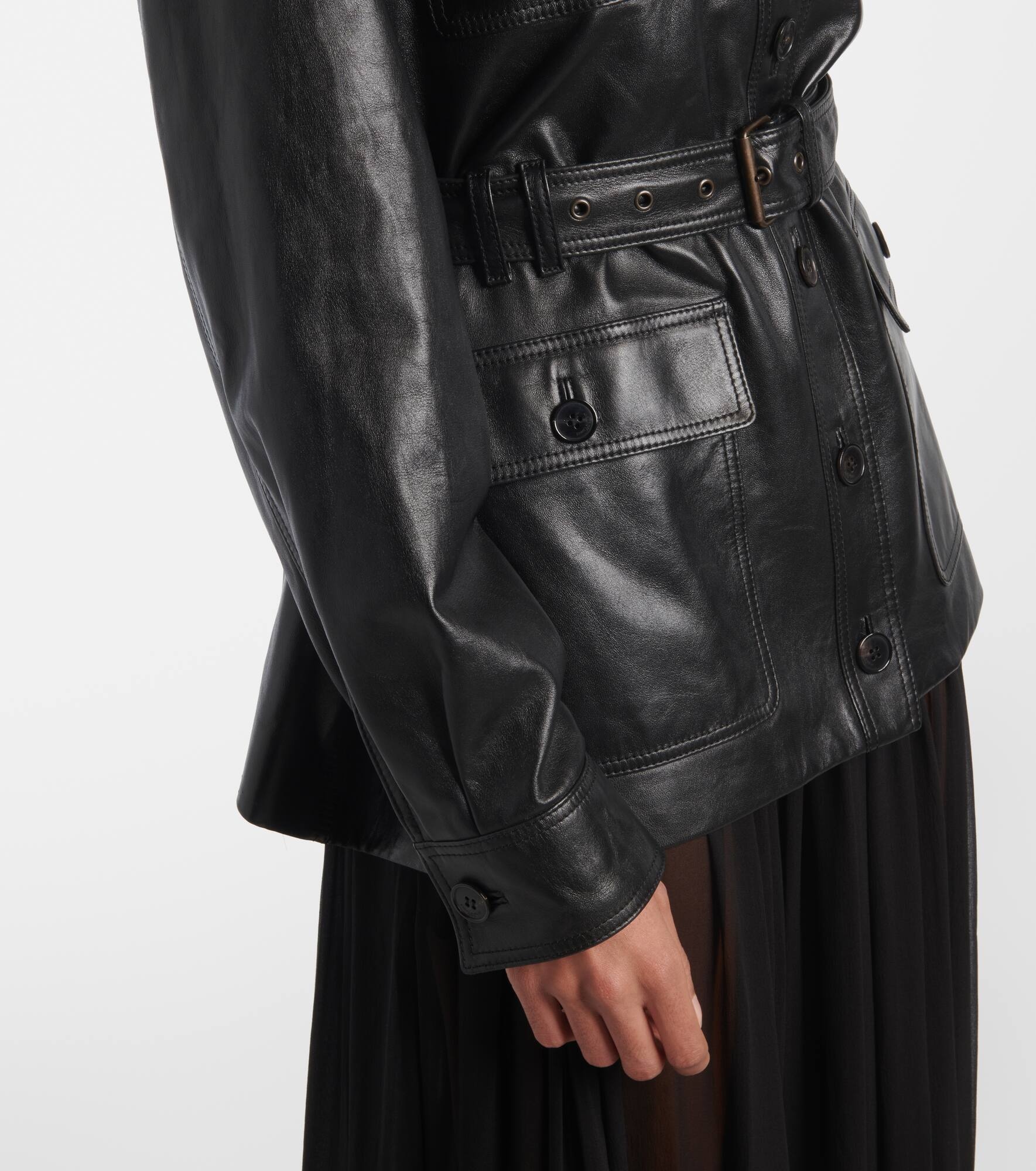 Saharienne belted leather jacket - 5