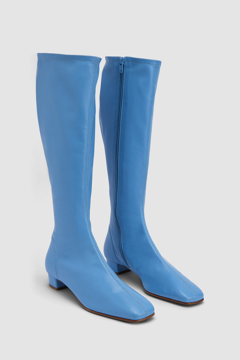 BY FAR Edie Cyan Nappa Leather Knee-High Boot outlook