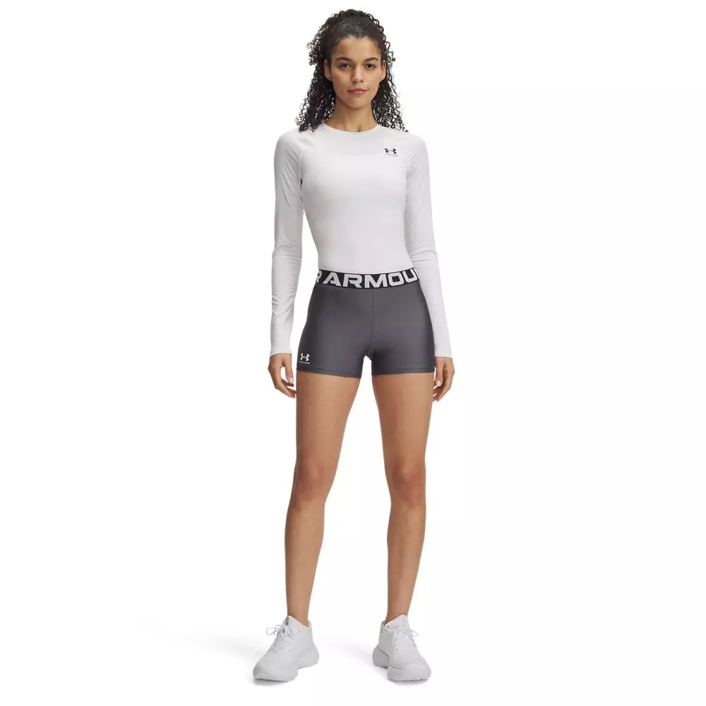 Women's HeatGear Shorty 3" Shorts - Grey/White - 3