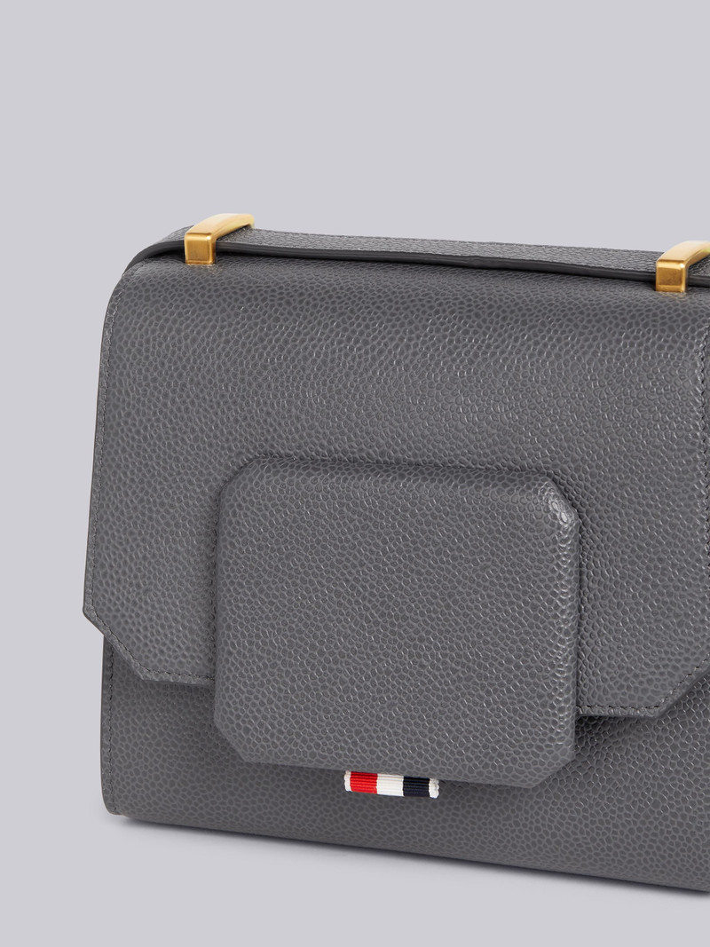 Thom Browne Dark Grey Pebbled Calfskin Small Box Bag outlook