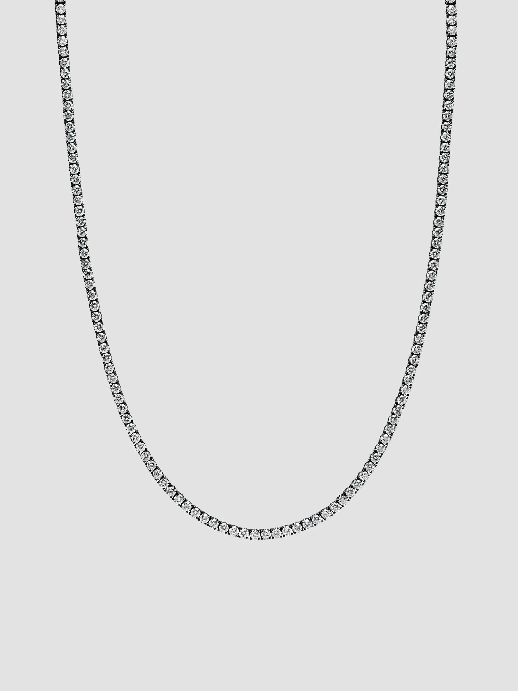 Men's Tennis Necklace in Black Titanium - Diamond - 1