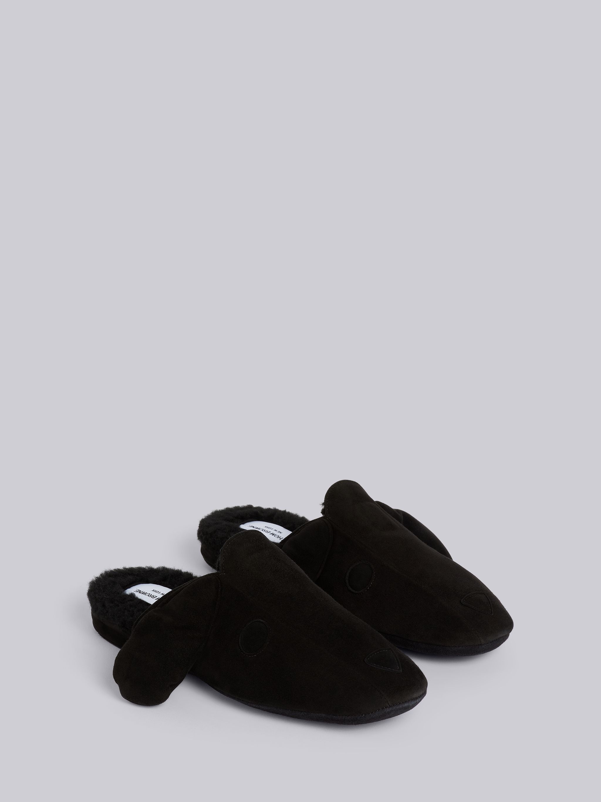 Black Shearling and Suede Hector Slipper - 3