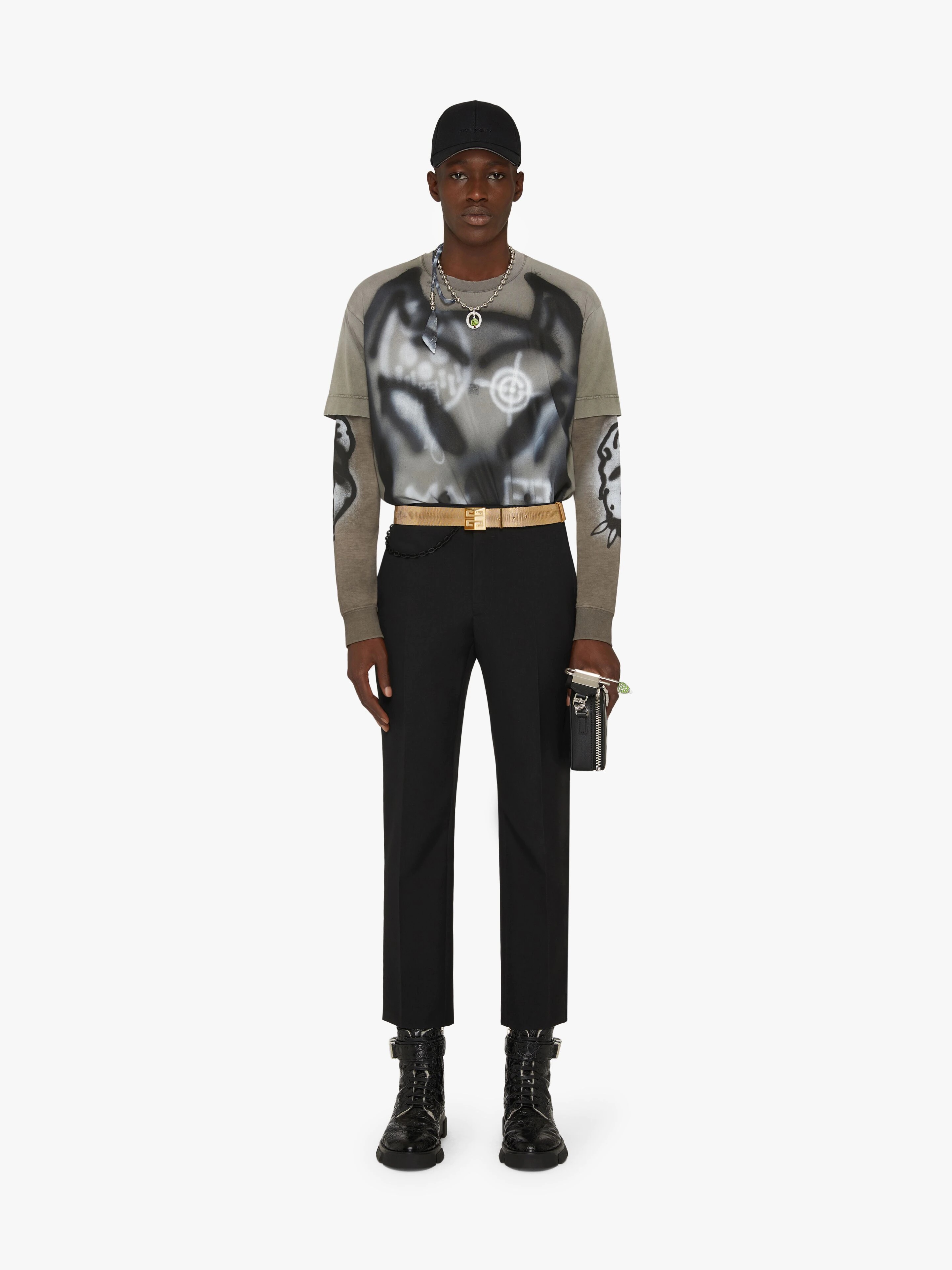 SLIM FIT T-SHIRT WITH TAG EFFECT PRINTS - 2