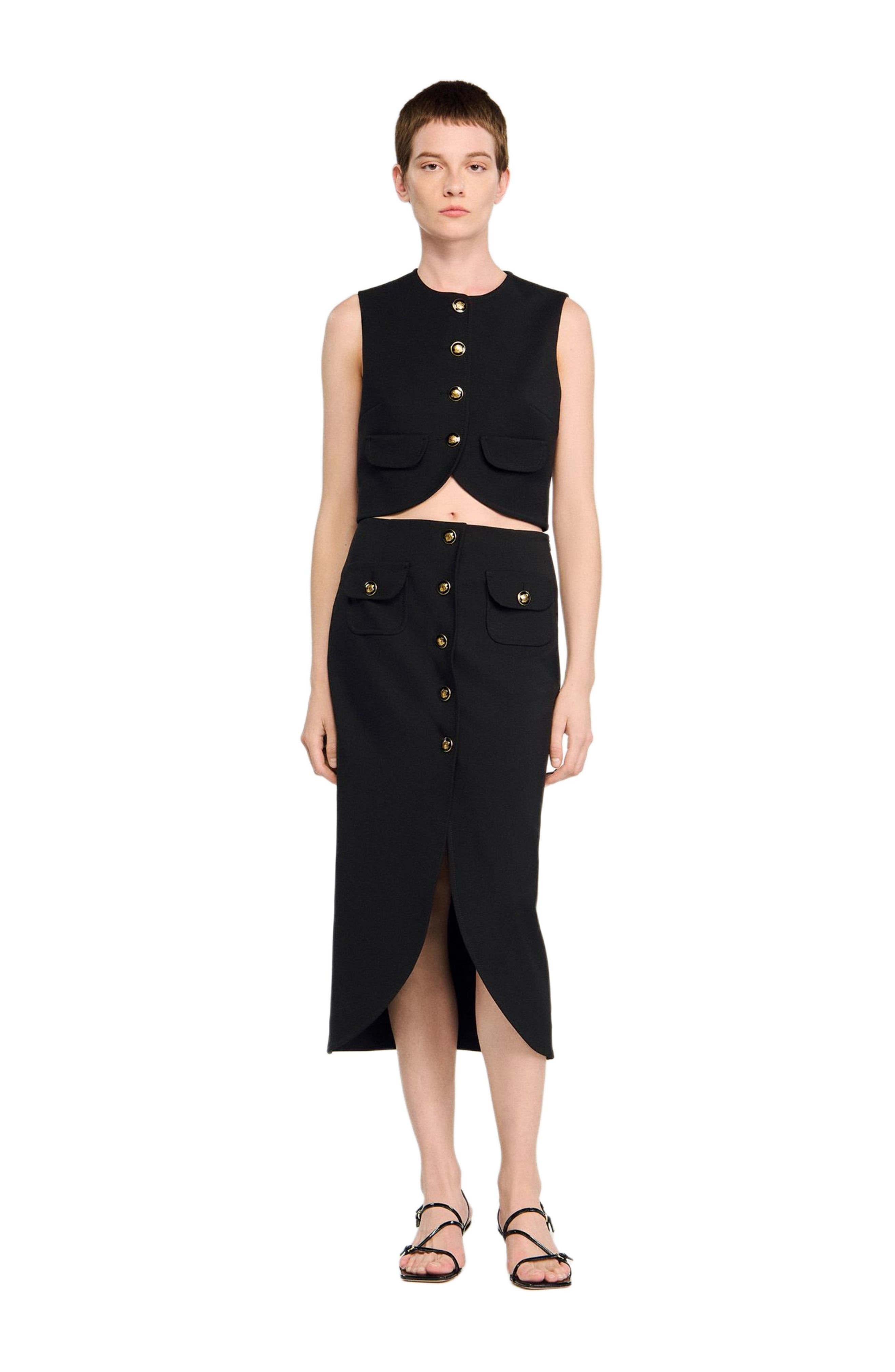 SANDRO Buttoned midi skirt in Black at Nordstrom - 6