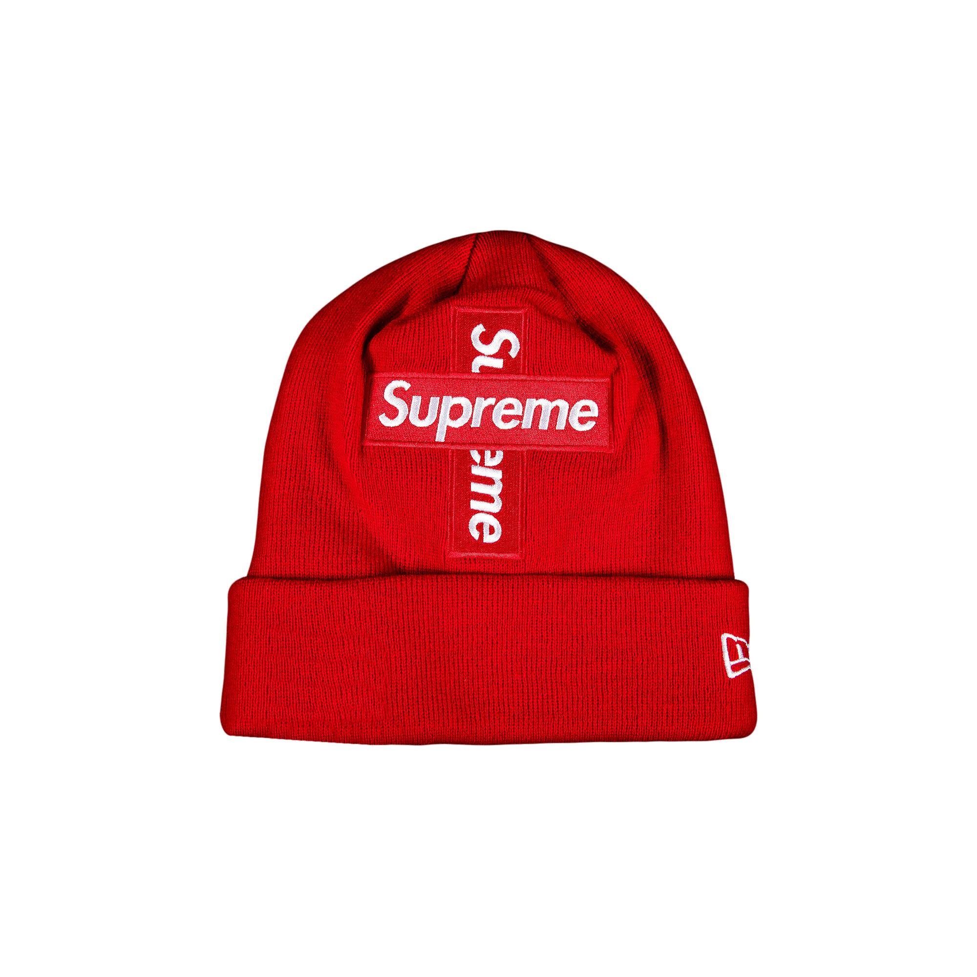 Supreme x New Era Cross Box Logo Beanie 'Red' - 1