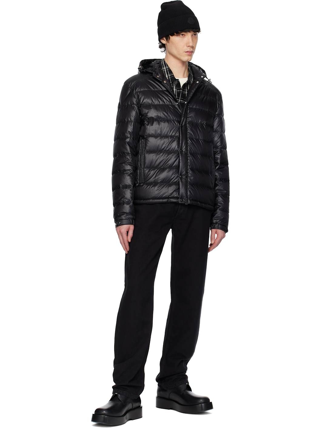 Black Gliere Hooded Short Down Jacket - 5