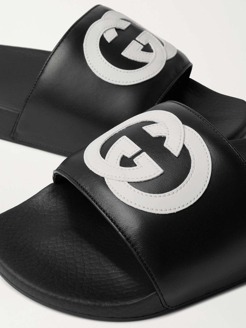 Logo-Appliquéd Leather Slides 5