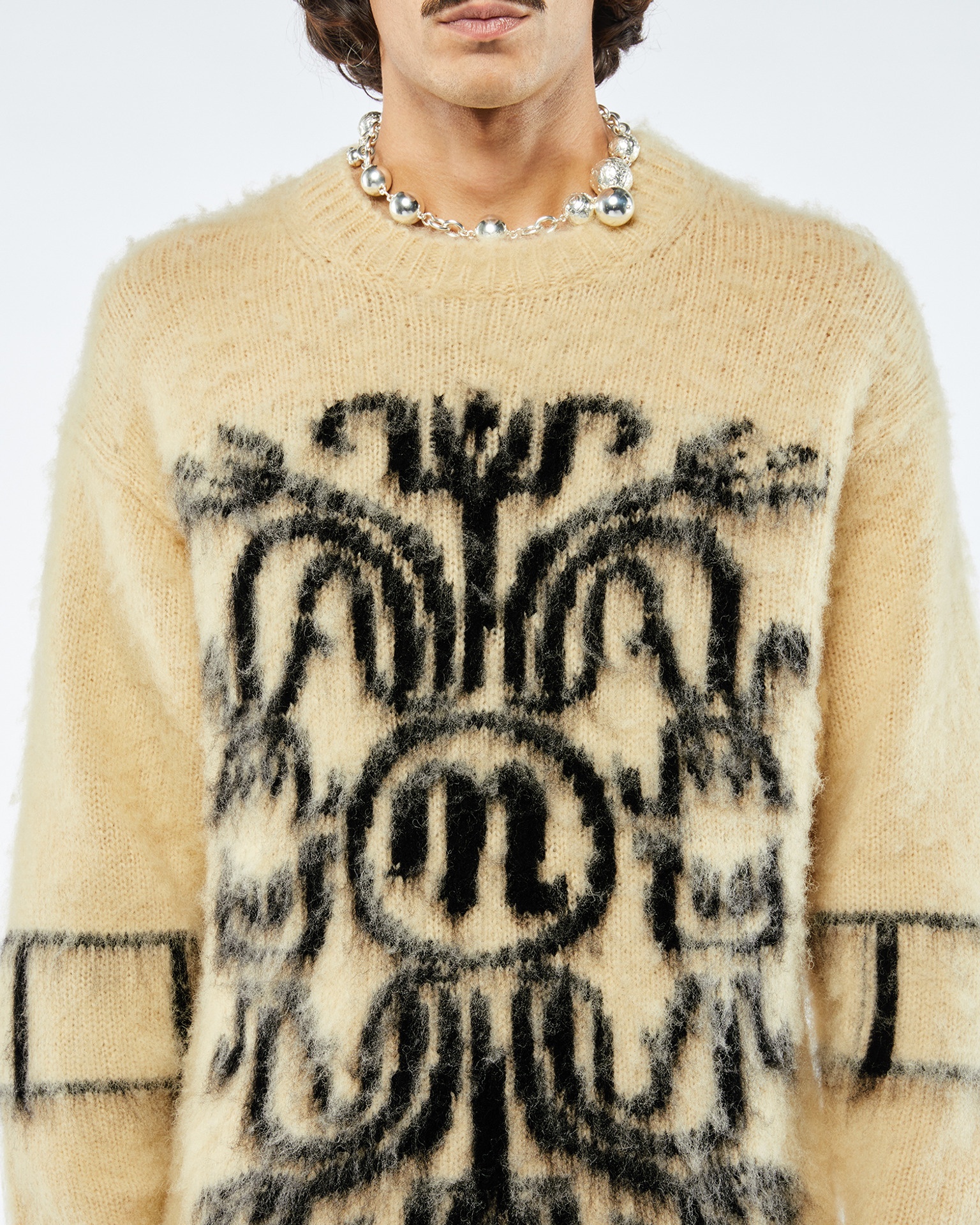 DESTIN - Brushed merino wool sweater - Vintage creme/black - 5