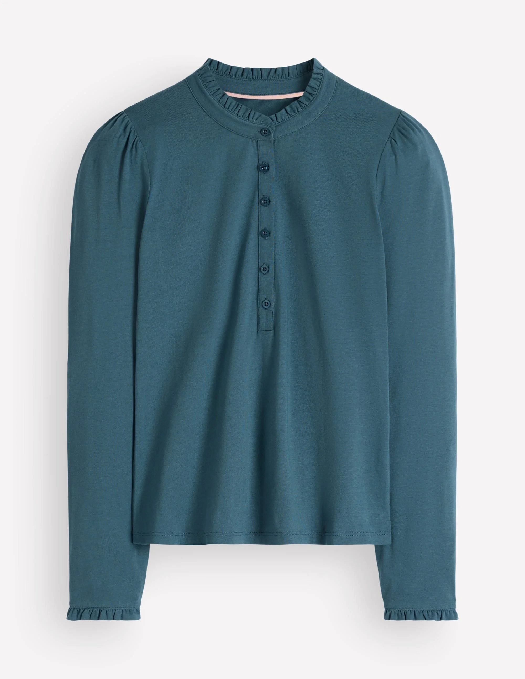 Supersoft Frill Henley Top-Storm Blue - 1