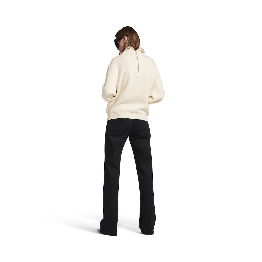 Women's Back-to-front High Neck Sweater in Off White - 4