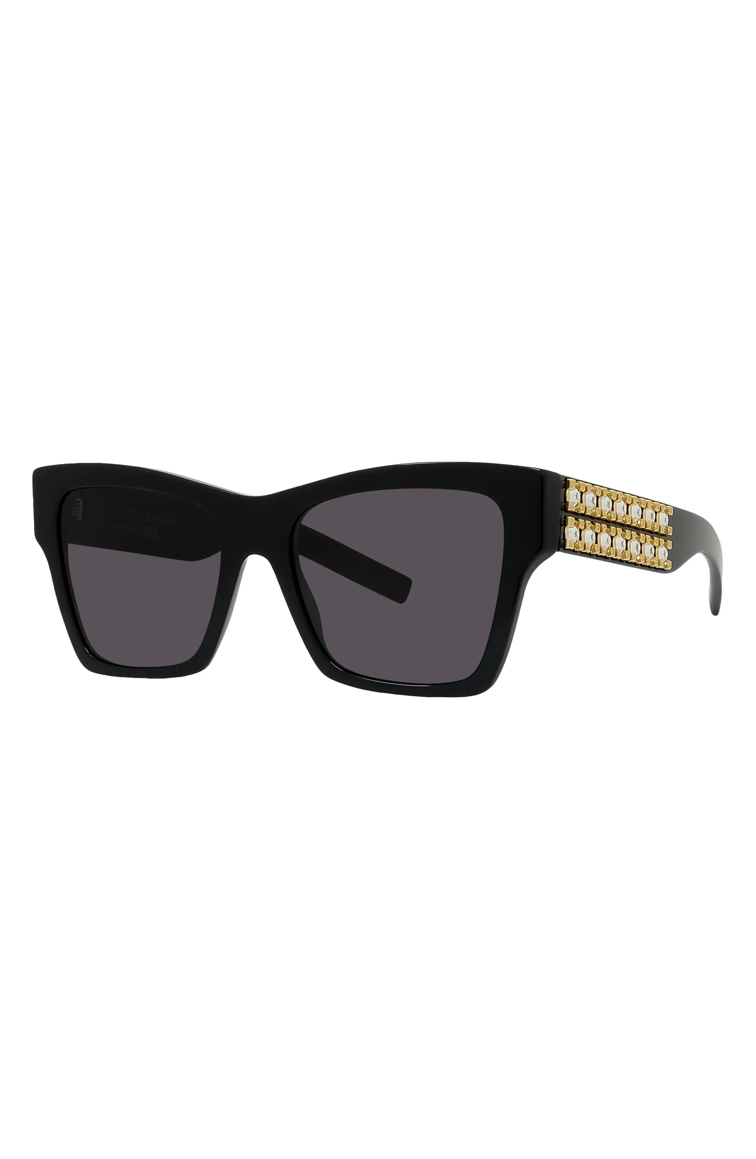 Plumeties 54mm Square Sunglasses in Shiny Black /Smoke - 2