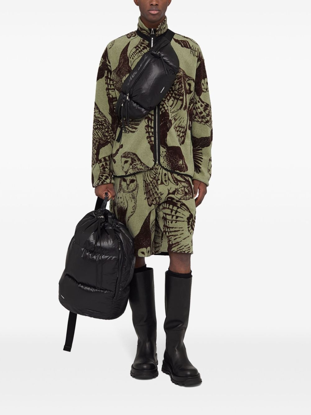 patterned-jacquard zip-up sweatshirt - 2