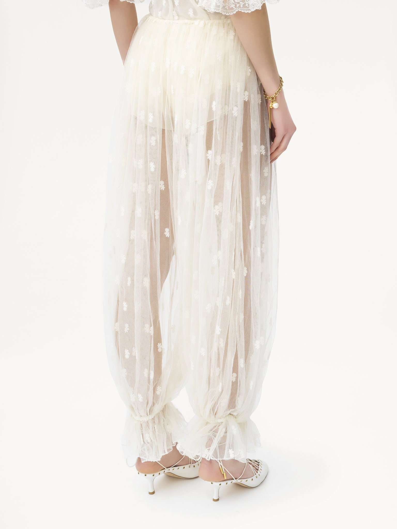 DRAWSTRING PANTS IN EMBROIDERED LACE - 5