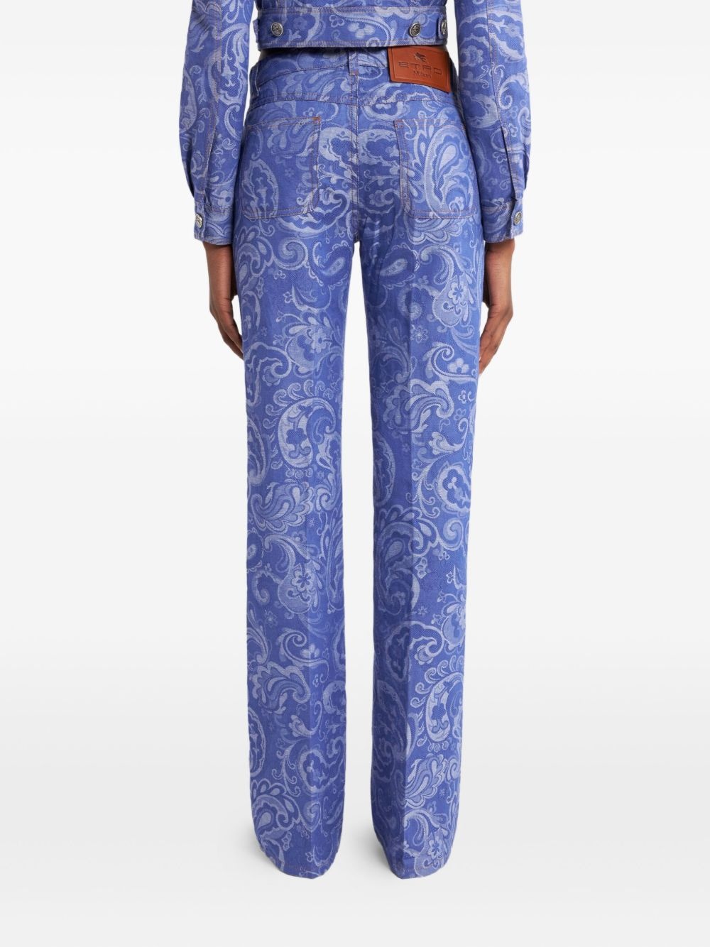 paisley-jacquard flared jeans - 4