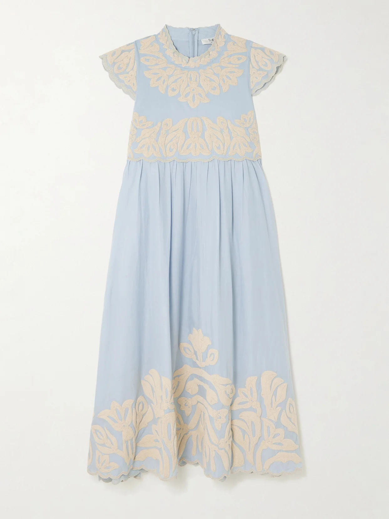 Alexandra Scalloped Embroidered Cotton Midi Dress - 1
