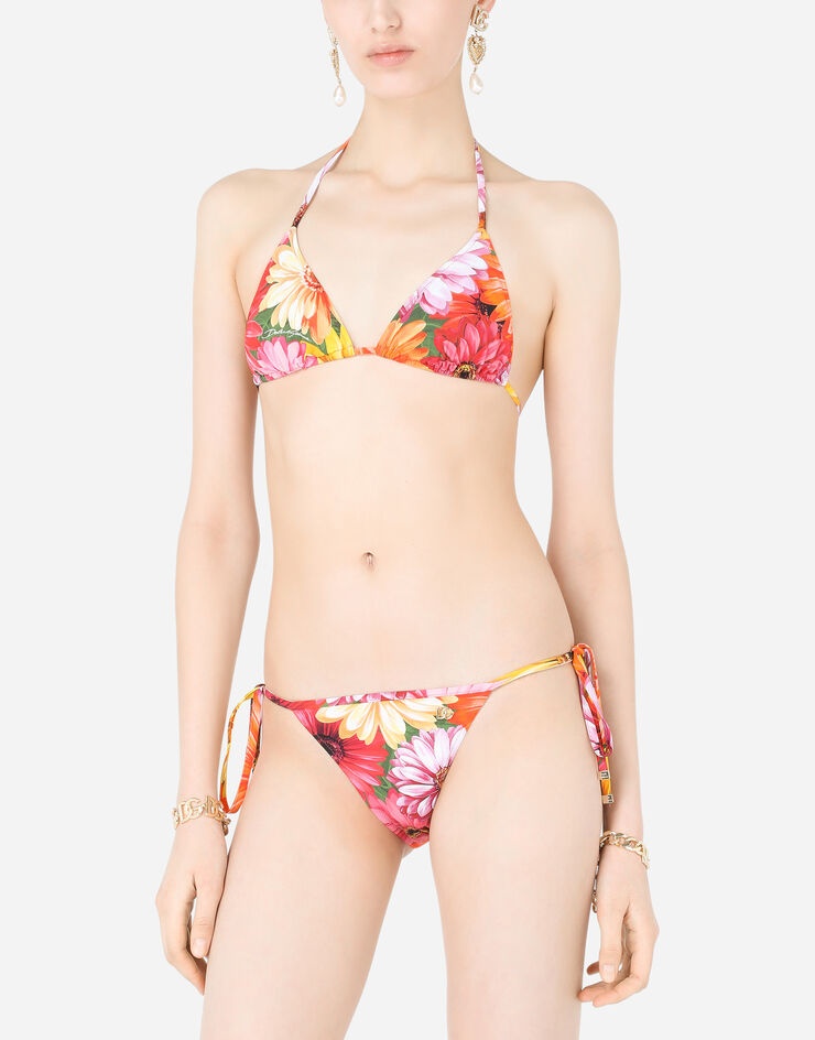 Triangle bikini top with gerbera-daisy print - 4