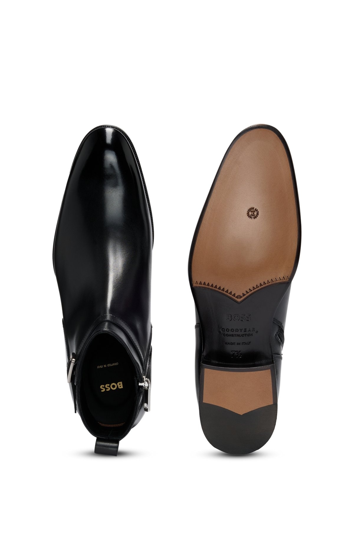 LEATHER JODHPUR BOOTS WITH ZIP CLOSURE AND BUCKLED STRAP - 4