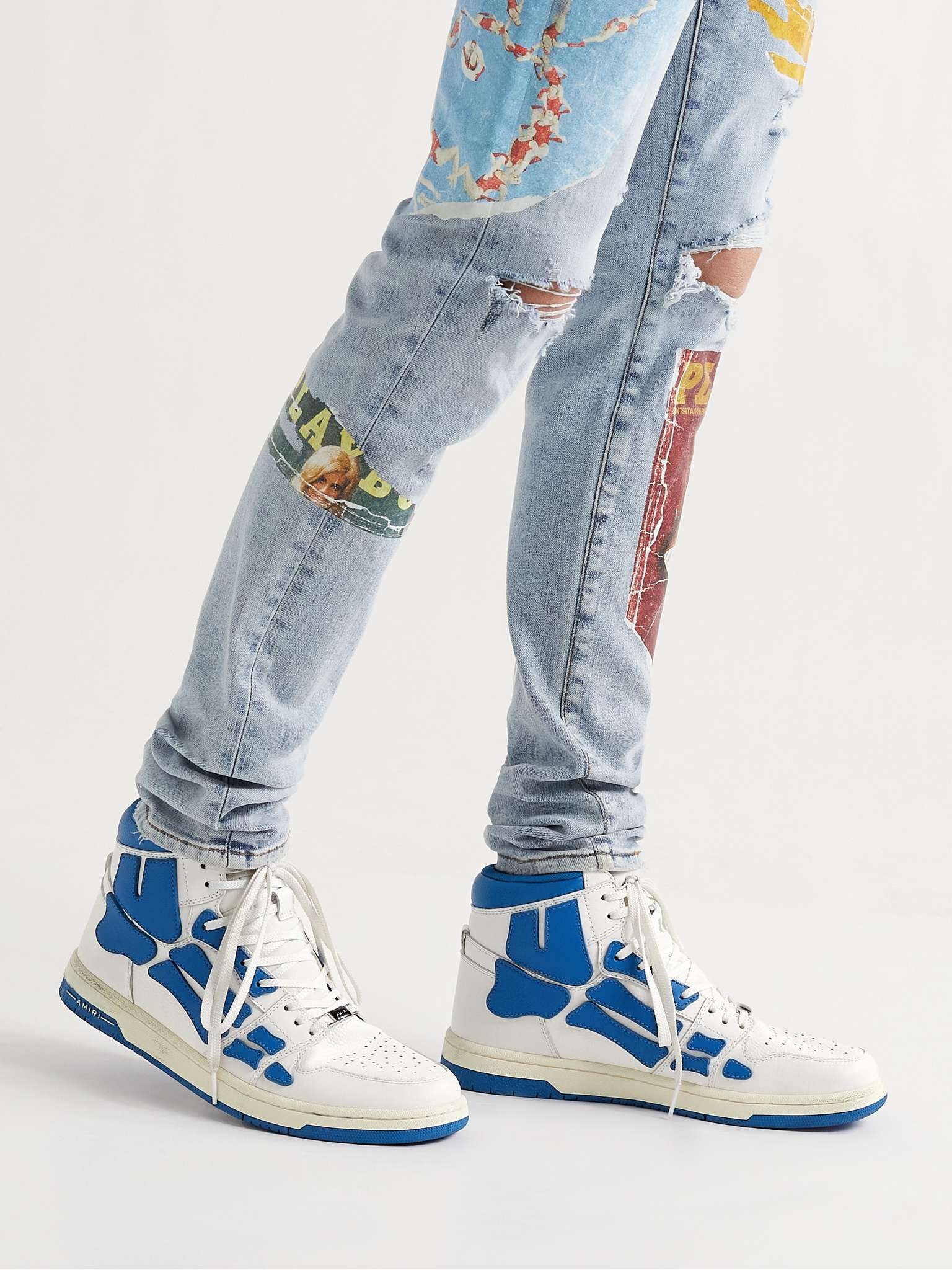 Skel-Top Colour-Block Leather High-Top Sneakers - 2