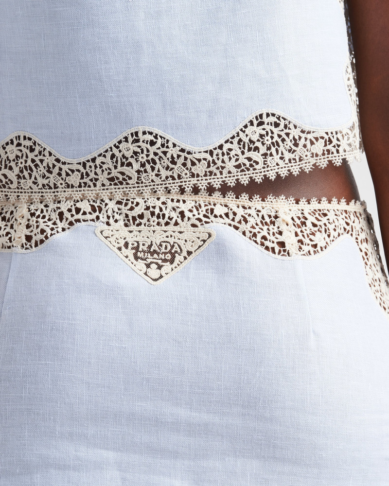 Embroidered, lace-trimmed linen miniskirt 3