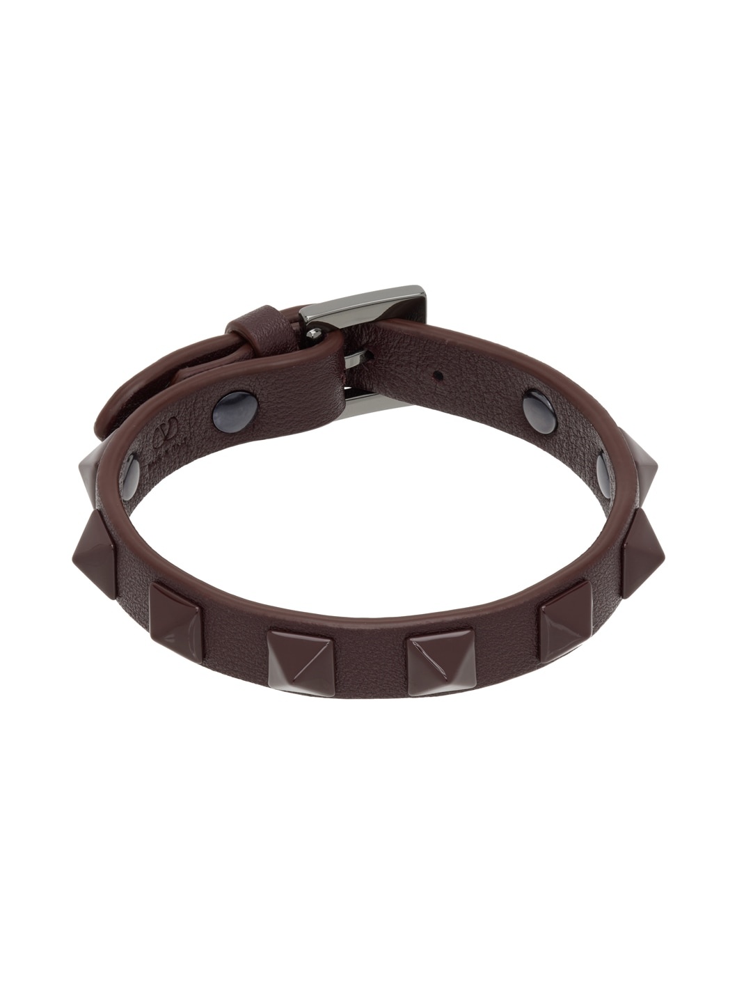 Burgundy Rockstud Leather Bracelet - 1