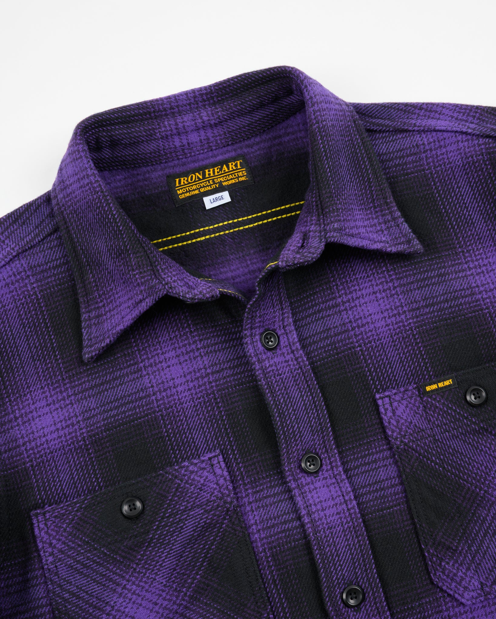 IHSH-265-PUR Ultra Heavy Flannel Ombré Check Work Shirt - Purple/Black - 7