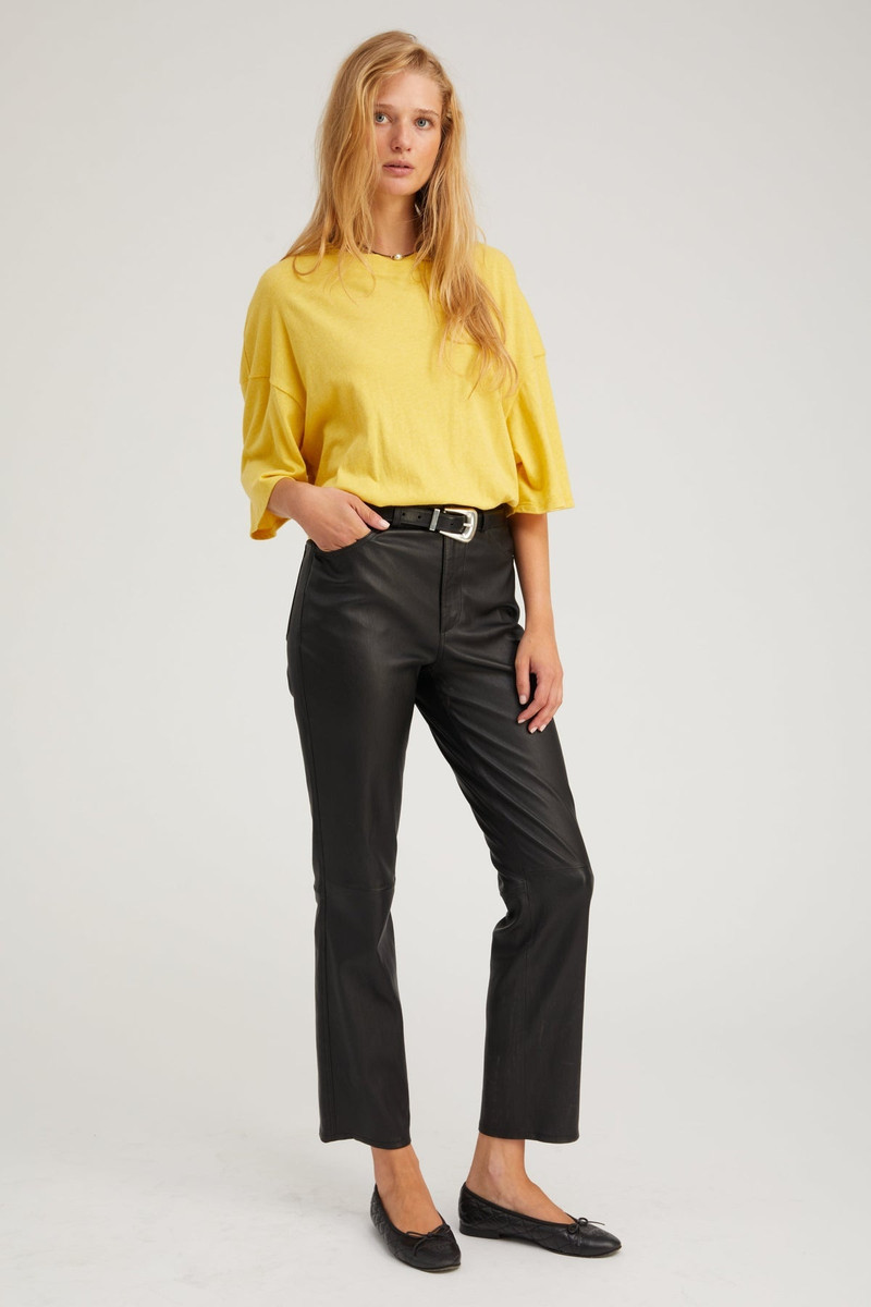 SPRWMN BLACK LEATHER 5 POCKET ANKLE SLIM STRAIGHT outlook
