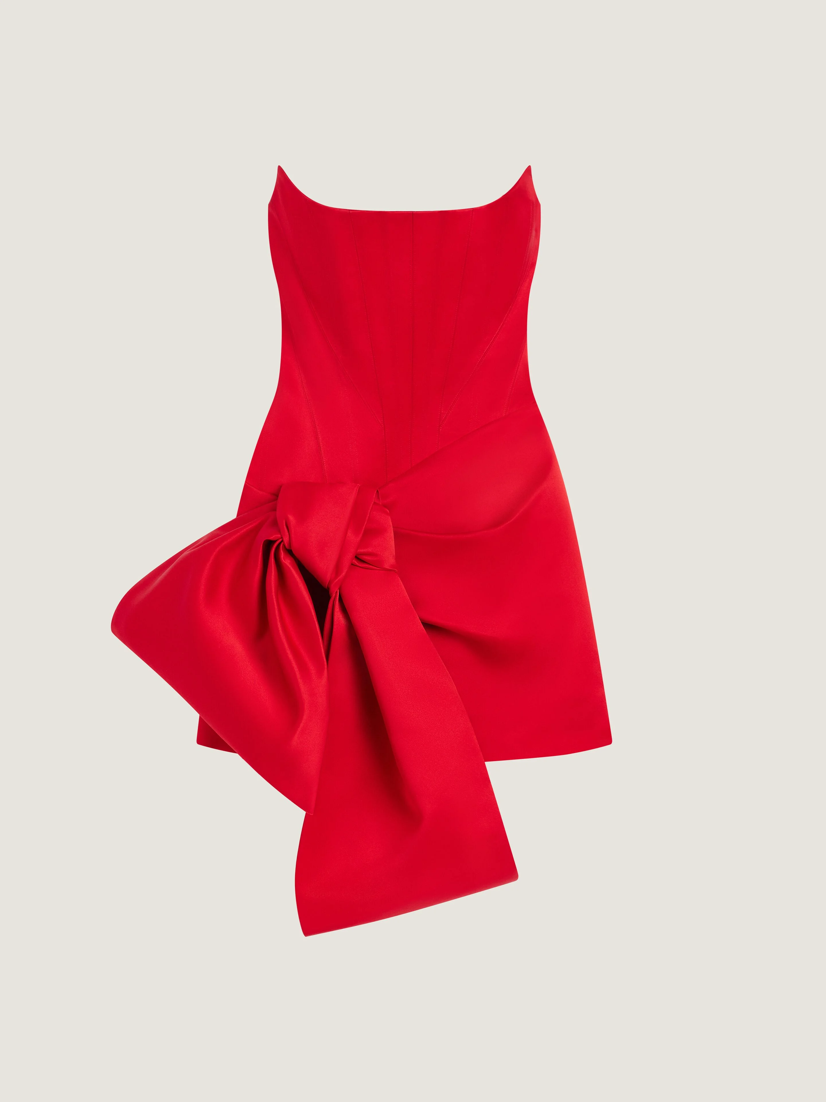 MINI BUSTIER DRESS IN SATIN WITH BOW - 1