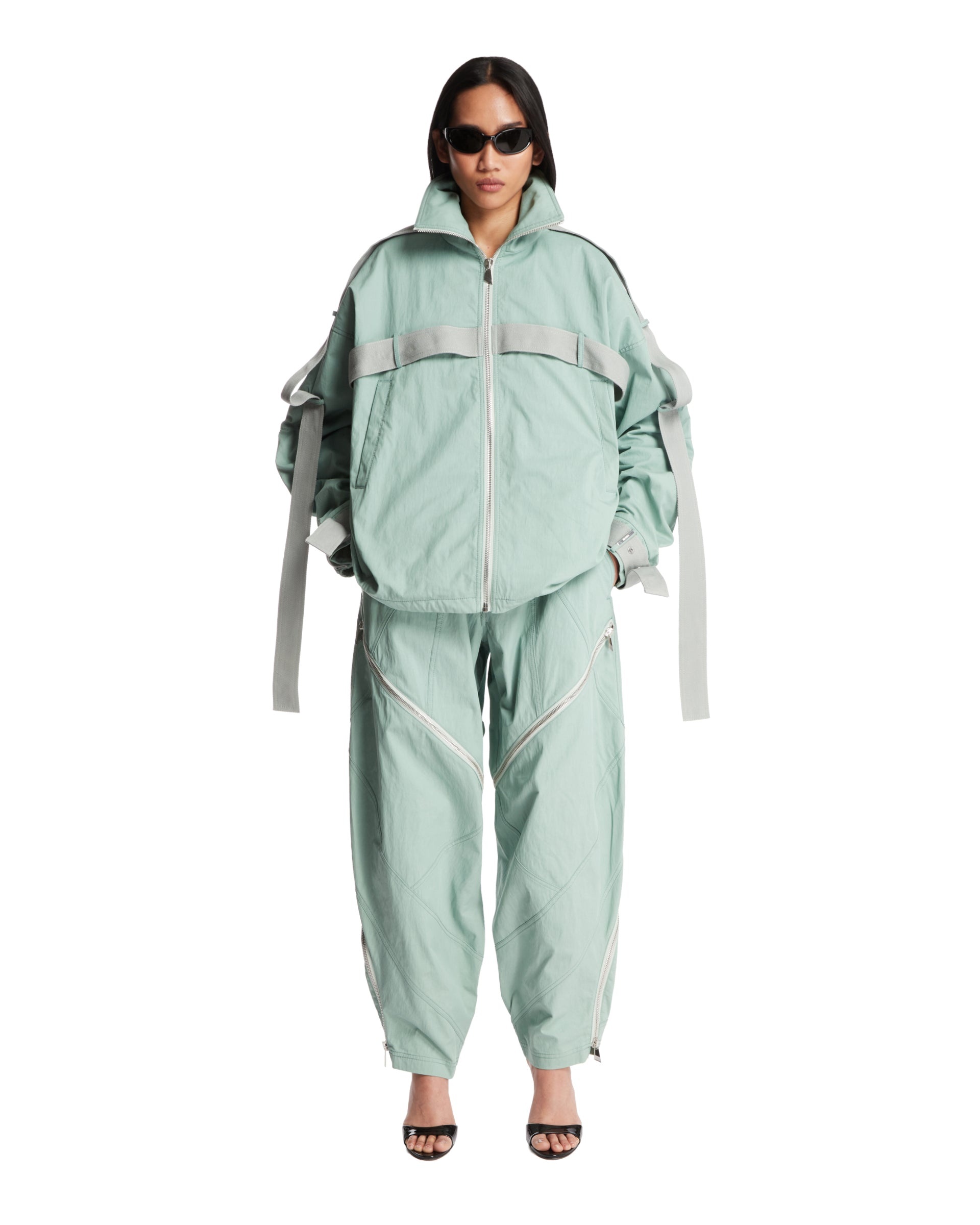 Green Gabardine Bomber Jacket - 2