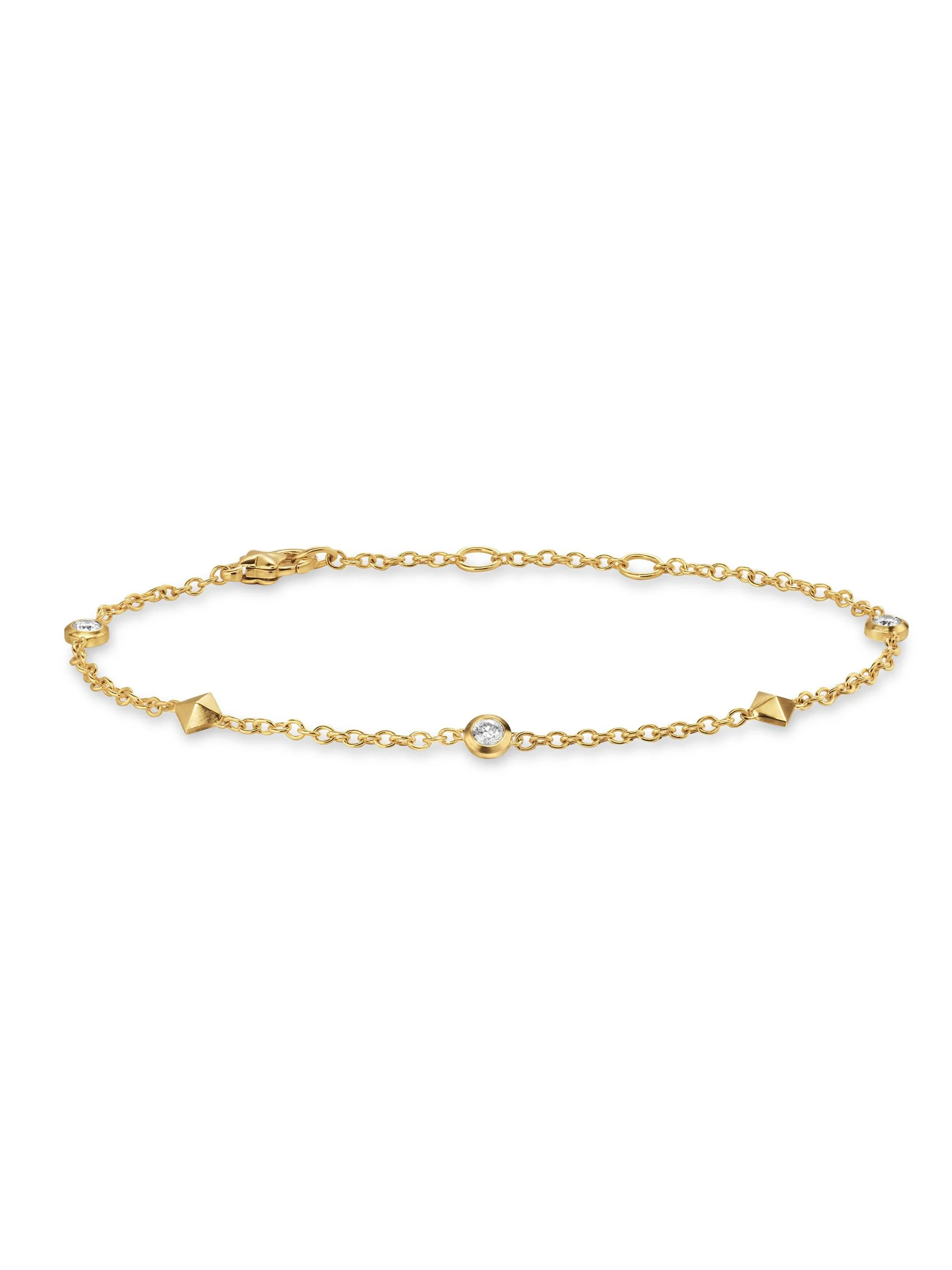 Women's Petite Modern Renaissance Station Bracelet in 18K Yellow Gold - Diamond - 1