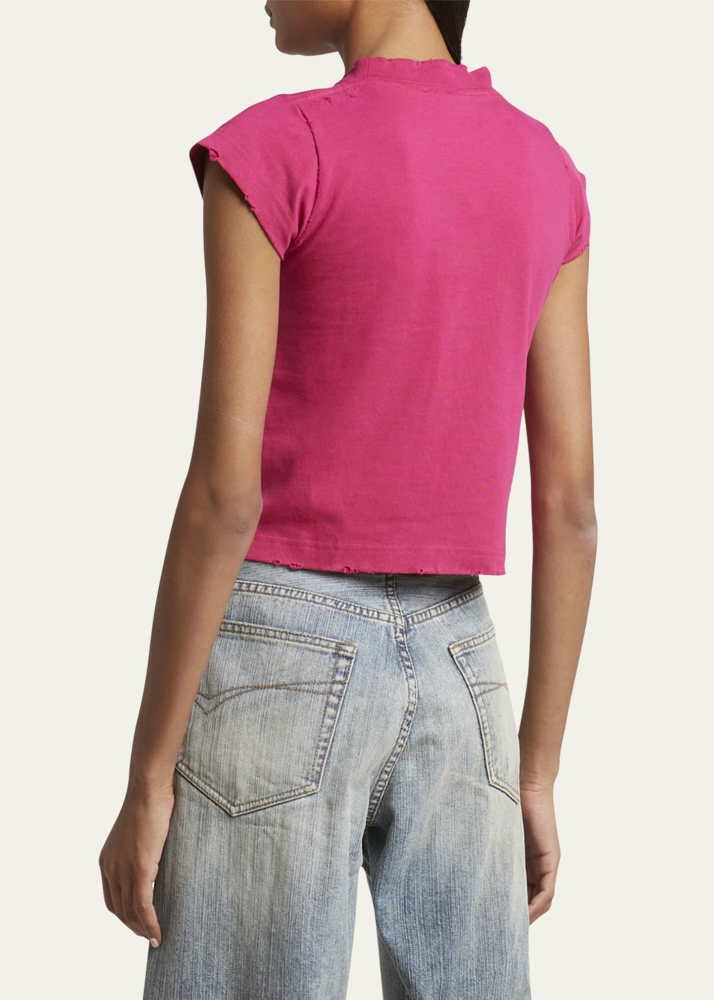 Logo Distressed Crop Shrunk T-Shirt - 3