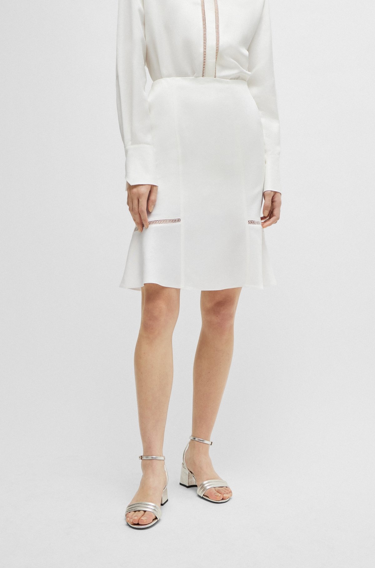 A-LINE SKIRT WITH LADDER-LACE TRIMS - 2