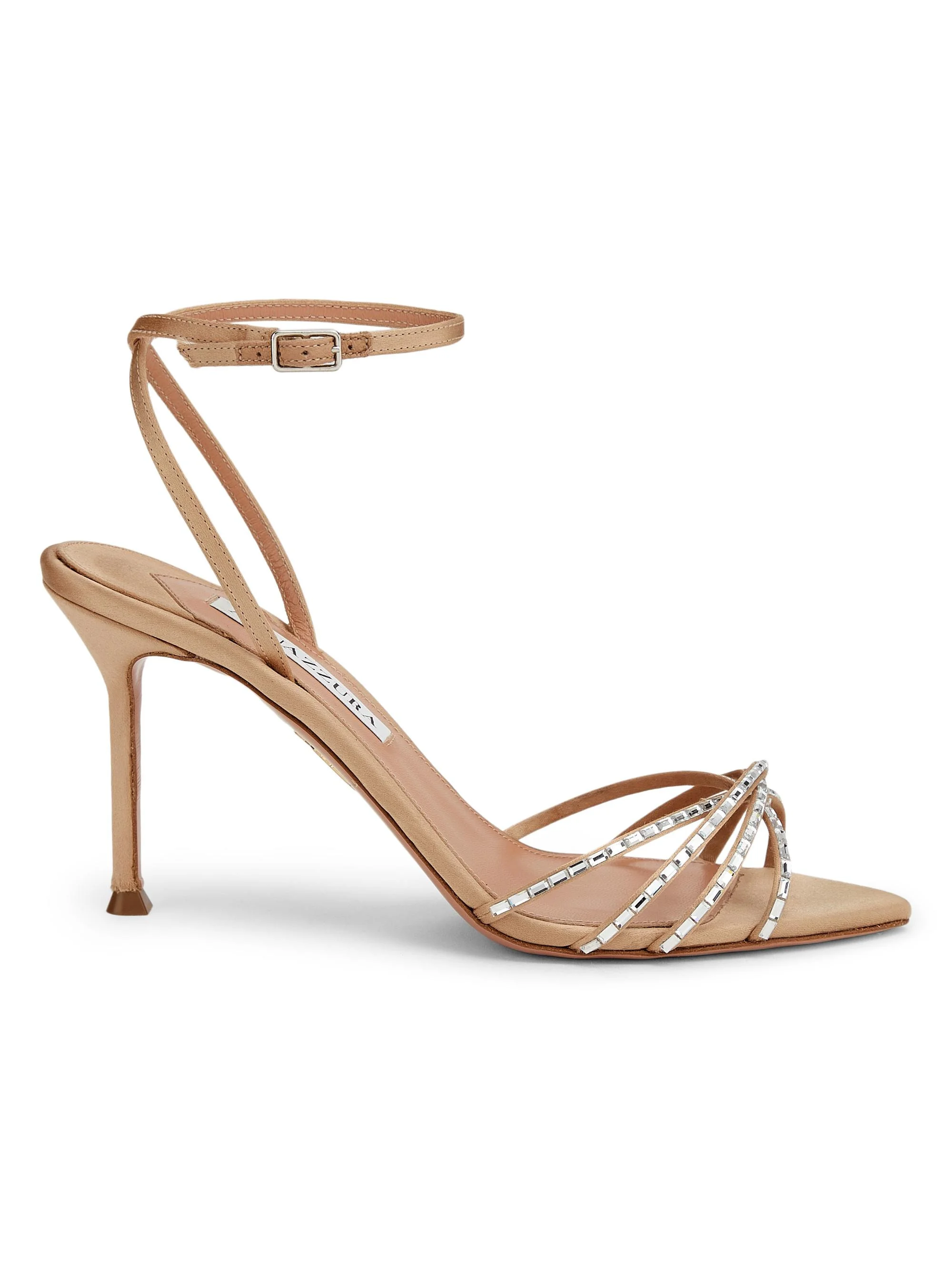 Women's Tell Me 85MM Crystal-Embellished Satin Sandals - Warm Beige - 1