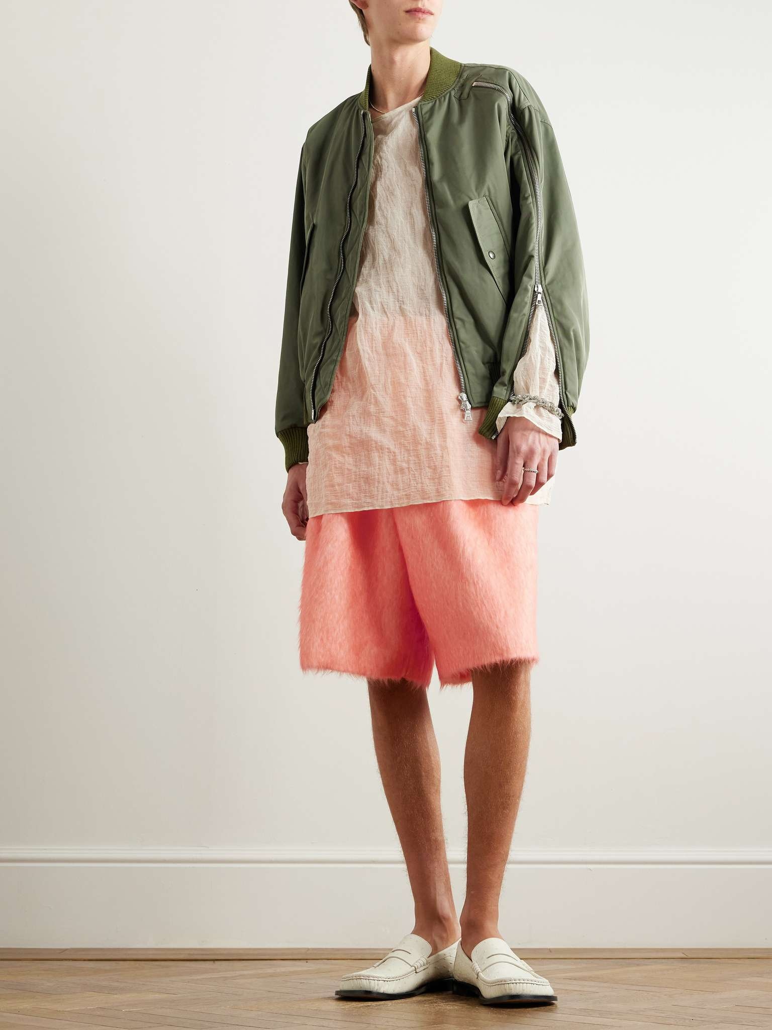 Wide-Leg Pleated Brushed Alpaca and Wool-Blend Shorts - 2