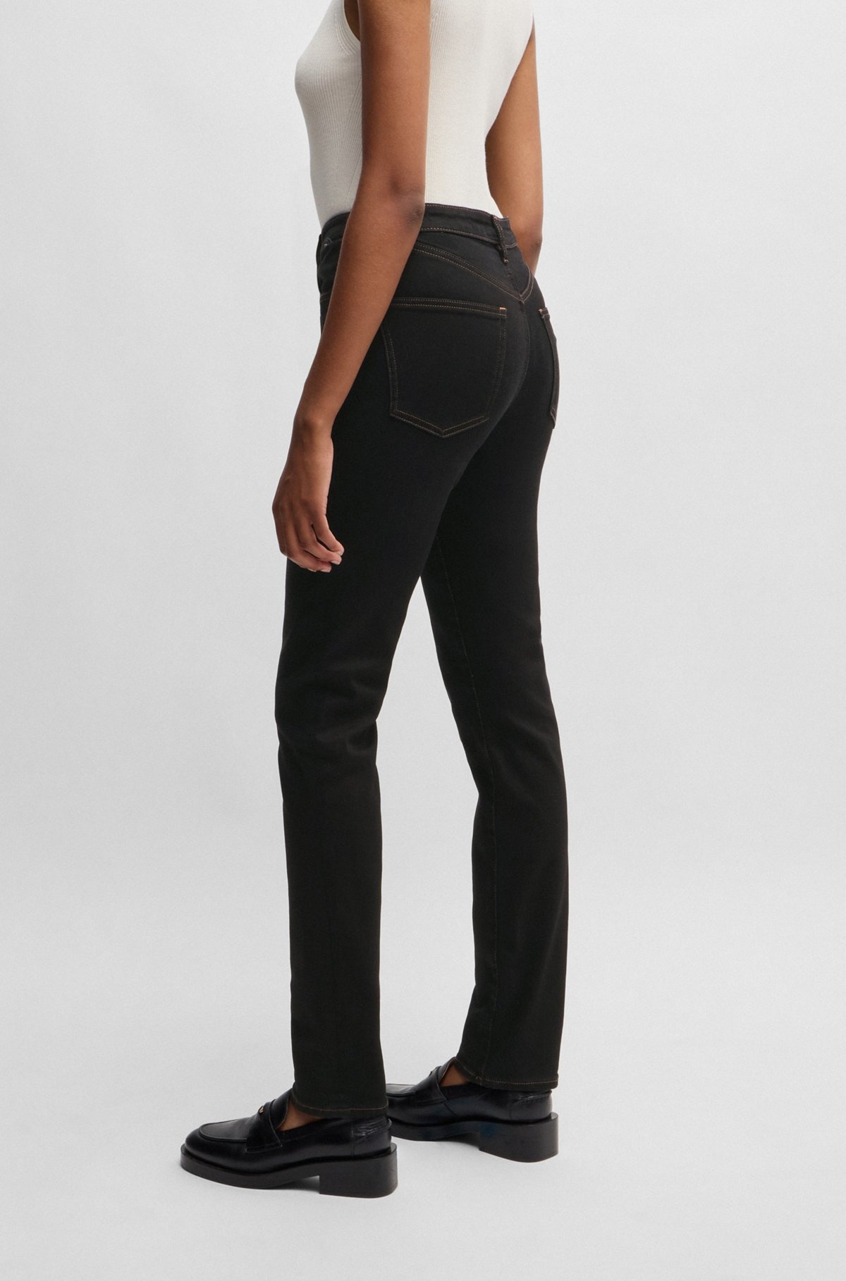 SLIM-FIT JEANS IN BLACK STRETCH DENIM - 4