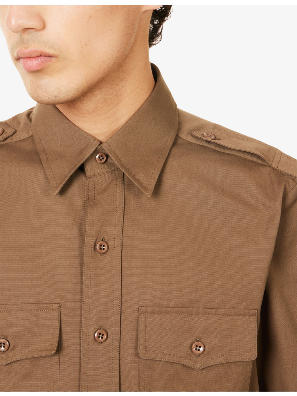 Military Patch-Pocket Cotton-Silk Blend Shirt - 5