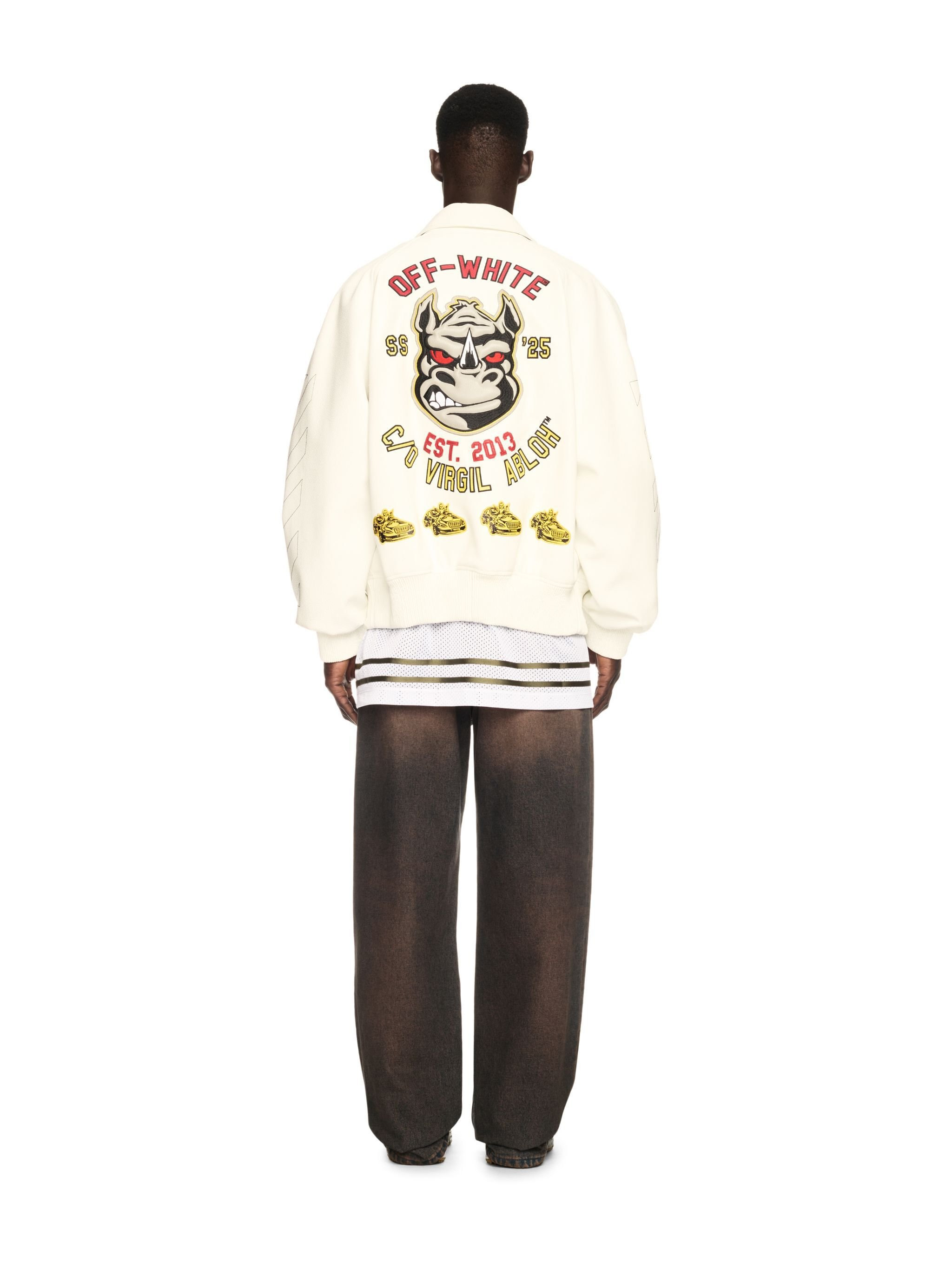 Rhino Leather Raglan Varsity Jacket - 4